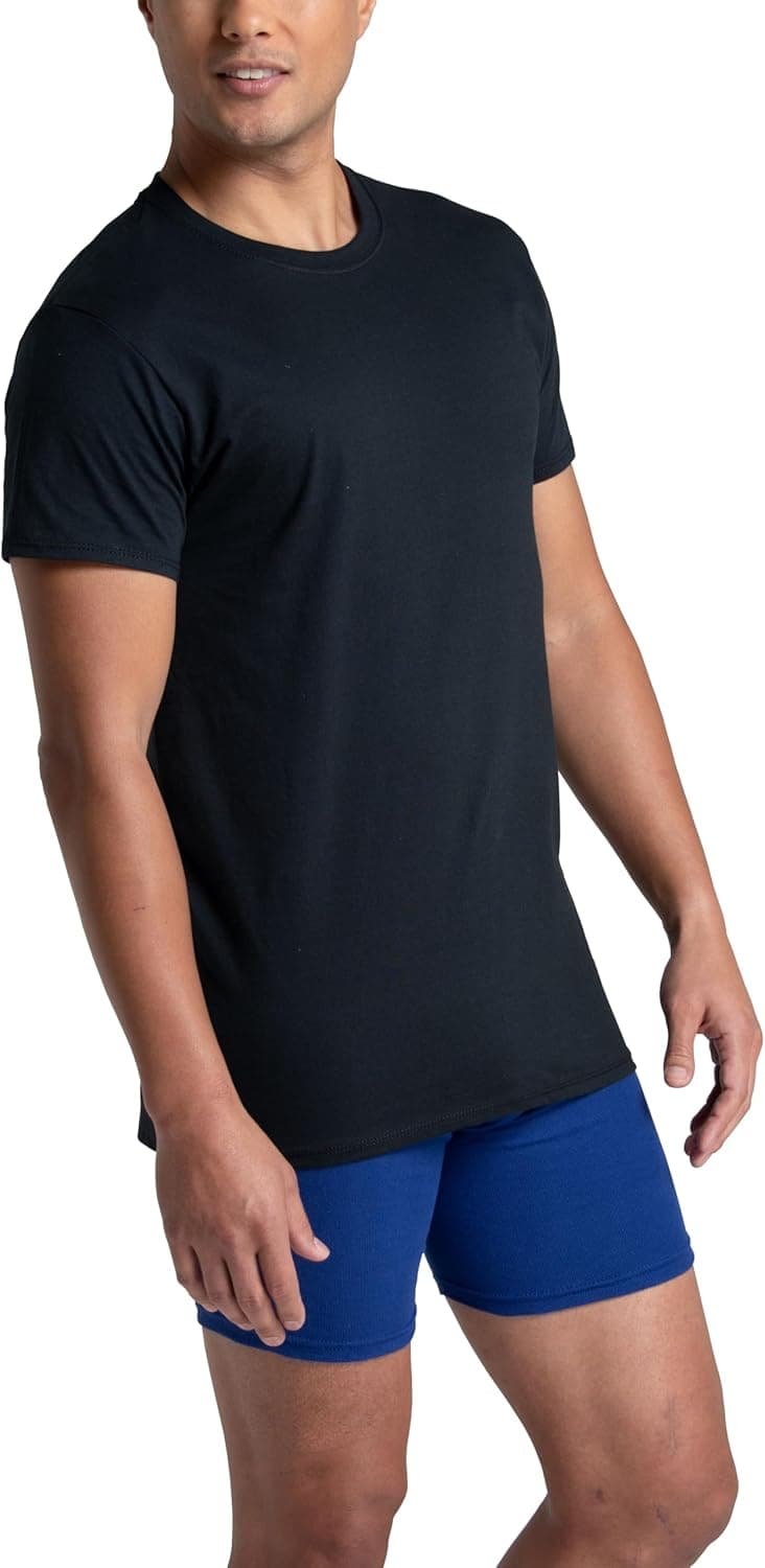 Fruit of the Loom Men's Crew Tee Undershirts, Moisture Wicking & Tag Free, Also Available in Big & Tall X-Large Black - 6 Pack - Image 3