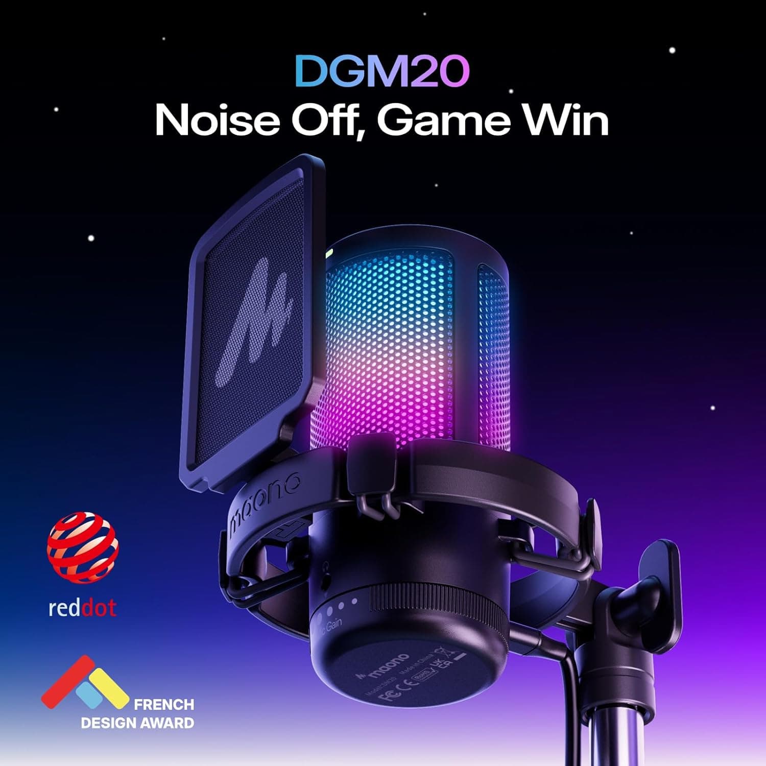 MAONO Gaming USB Microphone, Noise Cancellation Condenser Mic with Mute, Gain, Monitoring, Boom Arm Mic for Streaming, Podcast, Twitch, YouTube, Discord, PC, Computer, PS4, PS5, Mac, GamerWave DGM20S Black - Image 2