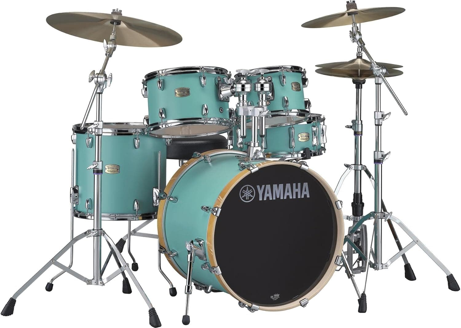 Yamaha Stage Custom Birch 5pc Shell Pack with a 20" Kick 14” Snare Drum in Matte Surf Green for Students and Working Drummers (SBP0F50MSG) 20" Kick Matte Surf Green Drum Shell Pack - Image 2