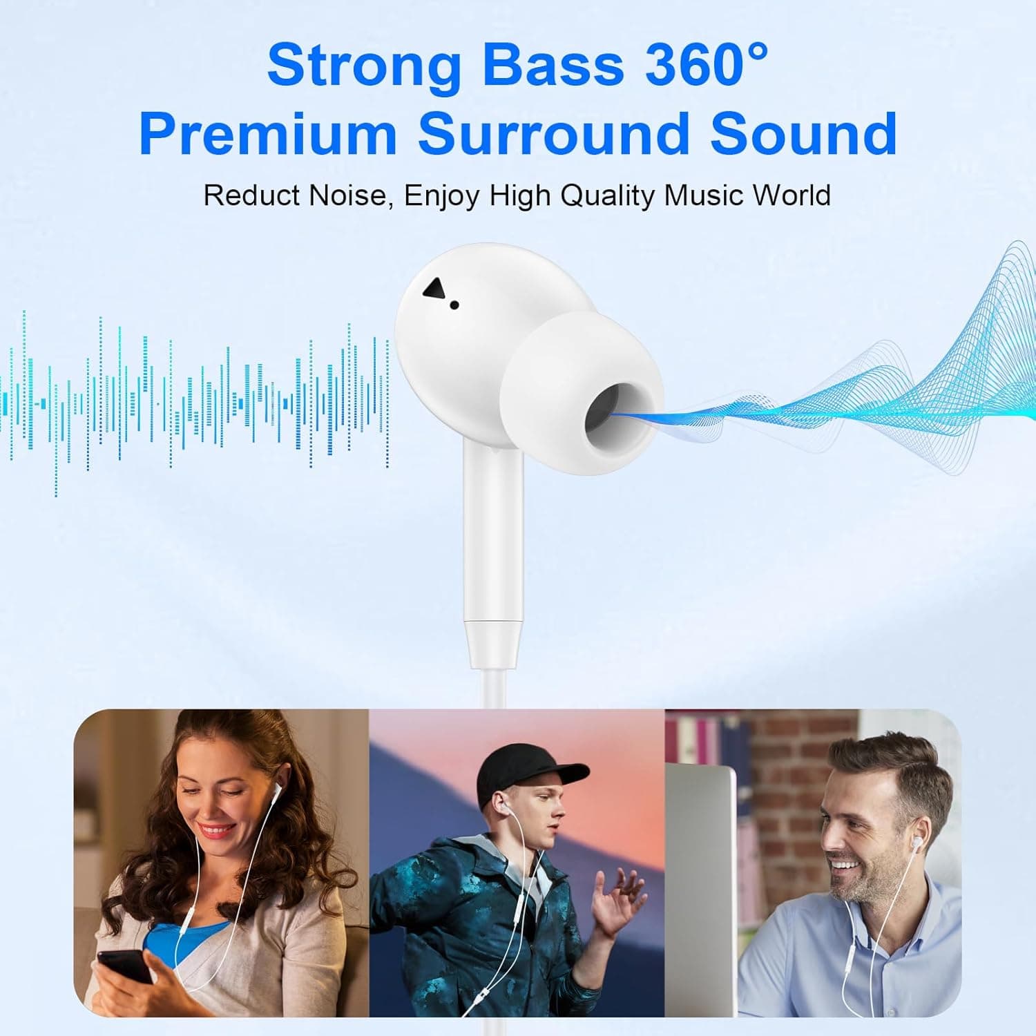 USB C Wired Earbuds Ear Buds for iPhone 17 16 Pro Max 16e 16 Plus 16Pro 15 Pro Max 15 Plus 15Pro 15 USBC in-Ear Headphones Wired Type C iPhone 16 Earbud Earphones Headsets with Microphone for Samsung White - Image 3