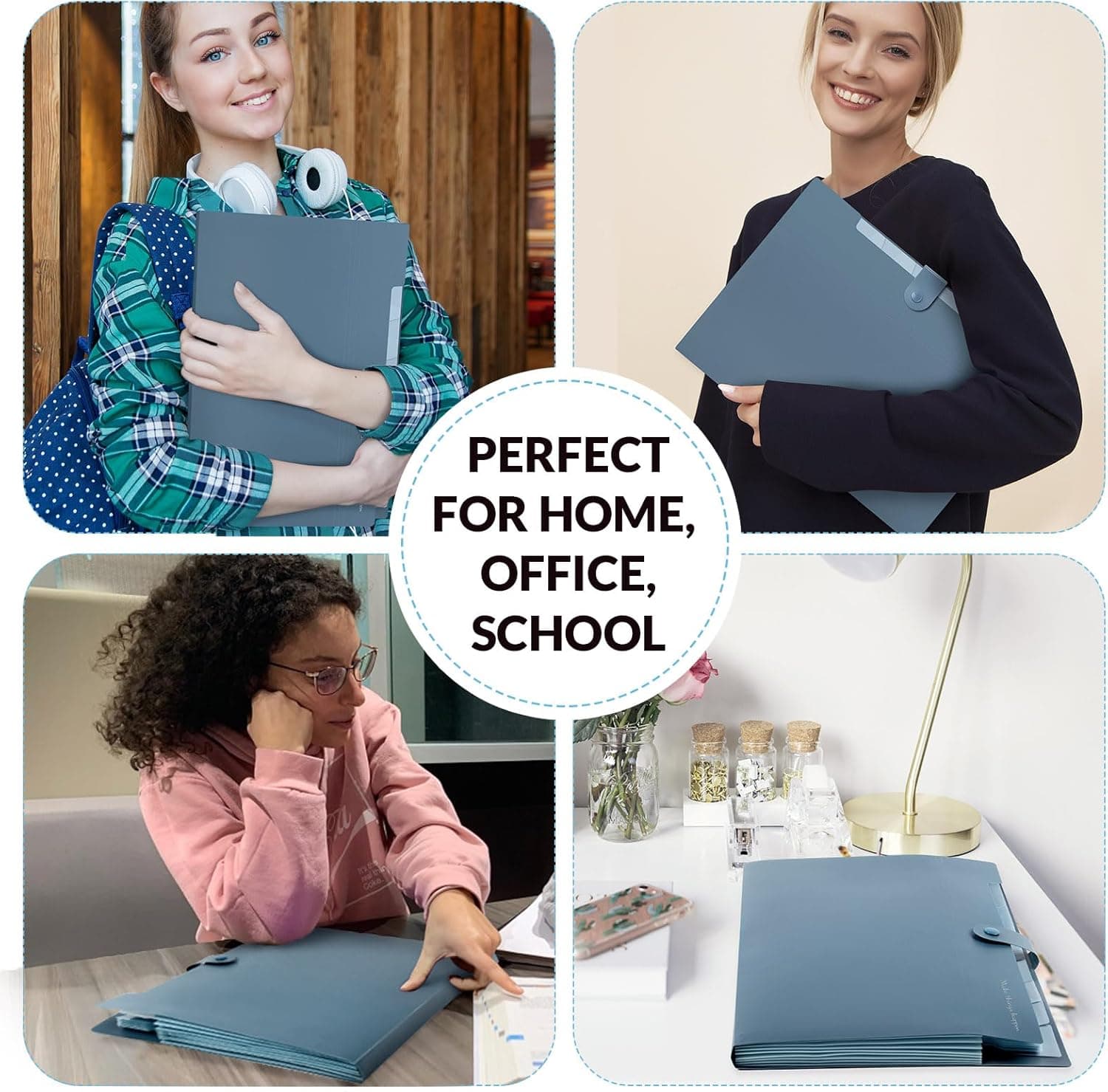 SKYDUE Expanding File Organizer with 8 Pockets, Accordion File Folders with Labels, Portable Document Paper Bill Receipt Organizer, Home College School Office Supplies, Letter Size, Blue Haze Blue - Image 7