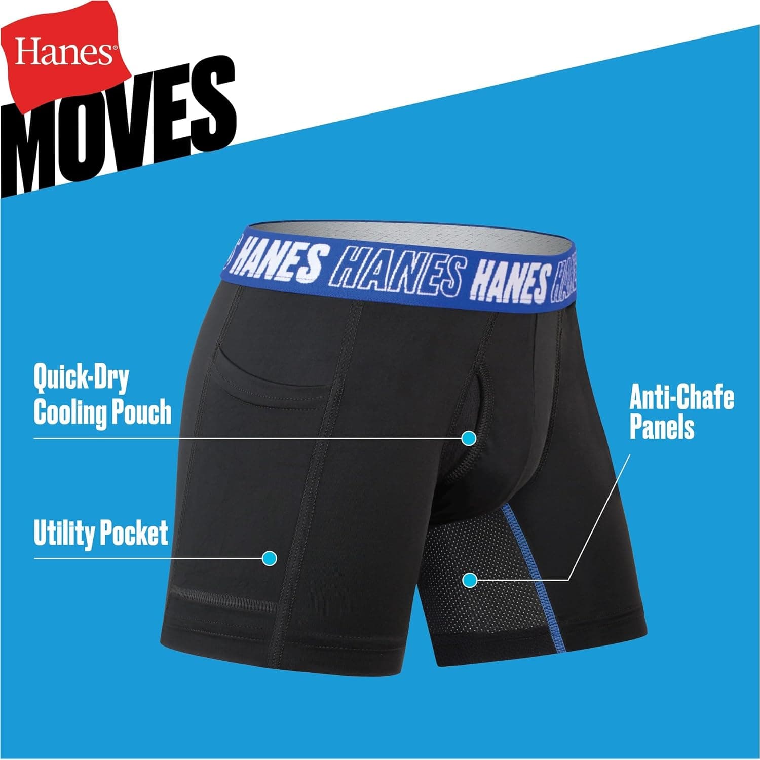 Hanes boys Moves Underwear, Anti-chafe Boxer Briefs for Boys, 6-pack Large Black- Regular Leg - Image 4