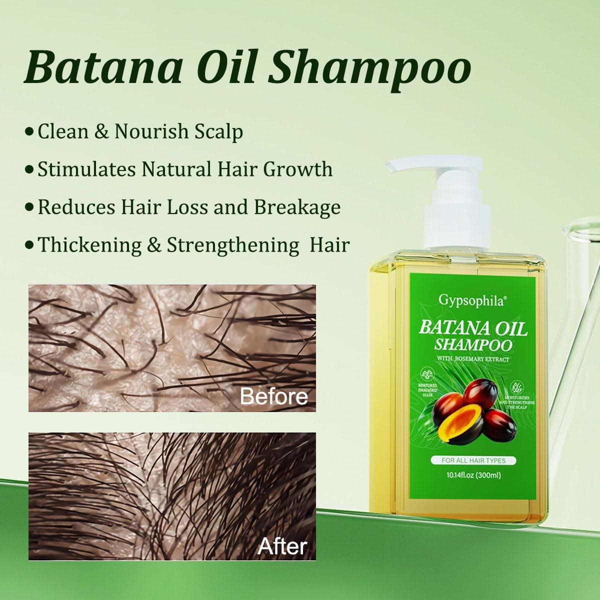 Batana Oil Shampoo for hair growth, Rosemary Shampoo,Nourishing & Rejuvenating for Softness & Volume, Suitable for Men & Women, Reduces Hair Loss (10.14 fl oz) 10.14 Fl Oz (Pack of 1) - Image 4