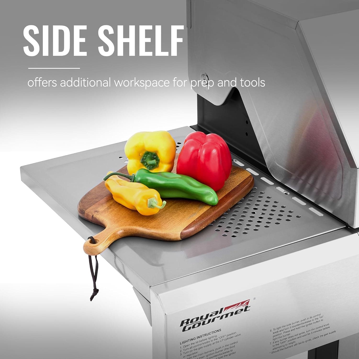 Royal Gourmet GA5401T 5 Burner Propane Gas Grill with Side Burner and Sear Burner, Stainless Steel Gas BBQ Grill with 61,000 BTUs Output for Barbecue Grilling & Backyard Cooking, Silver - Image 9