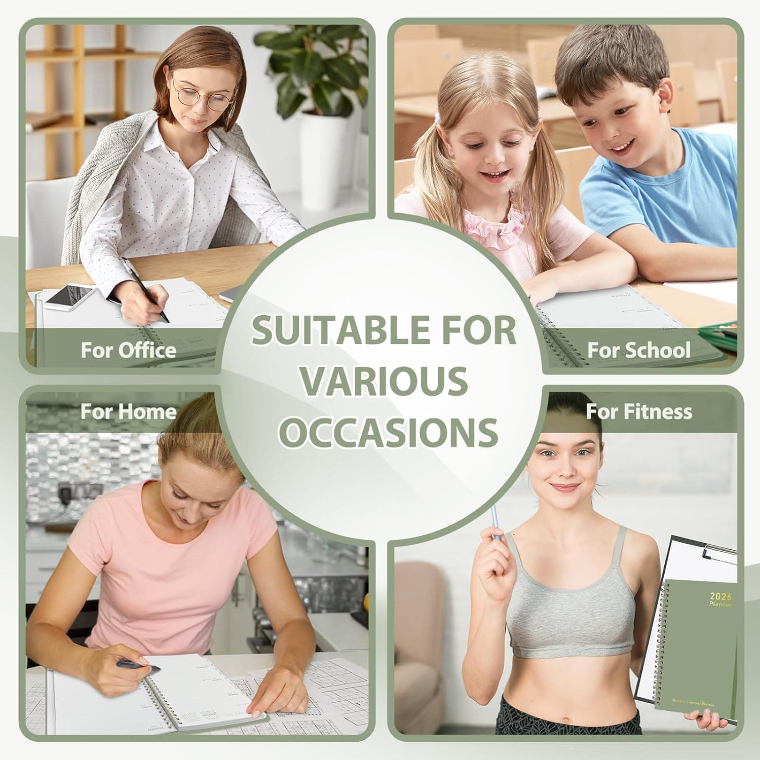 2026 Planner, Weekly and Monthly Calendar Academic Planner, Jan 2026 - Dec 2026, Planning Agenda Book for Desk Accessories and School Supplies - A5 (6.3'' x 8.5'') Green 6.3"x8.5"(Jan 2026-Dec 2026） - Image 7