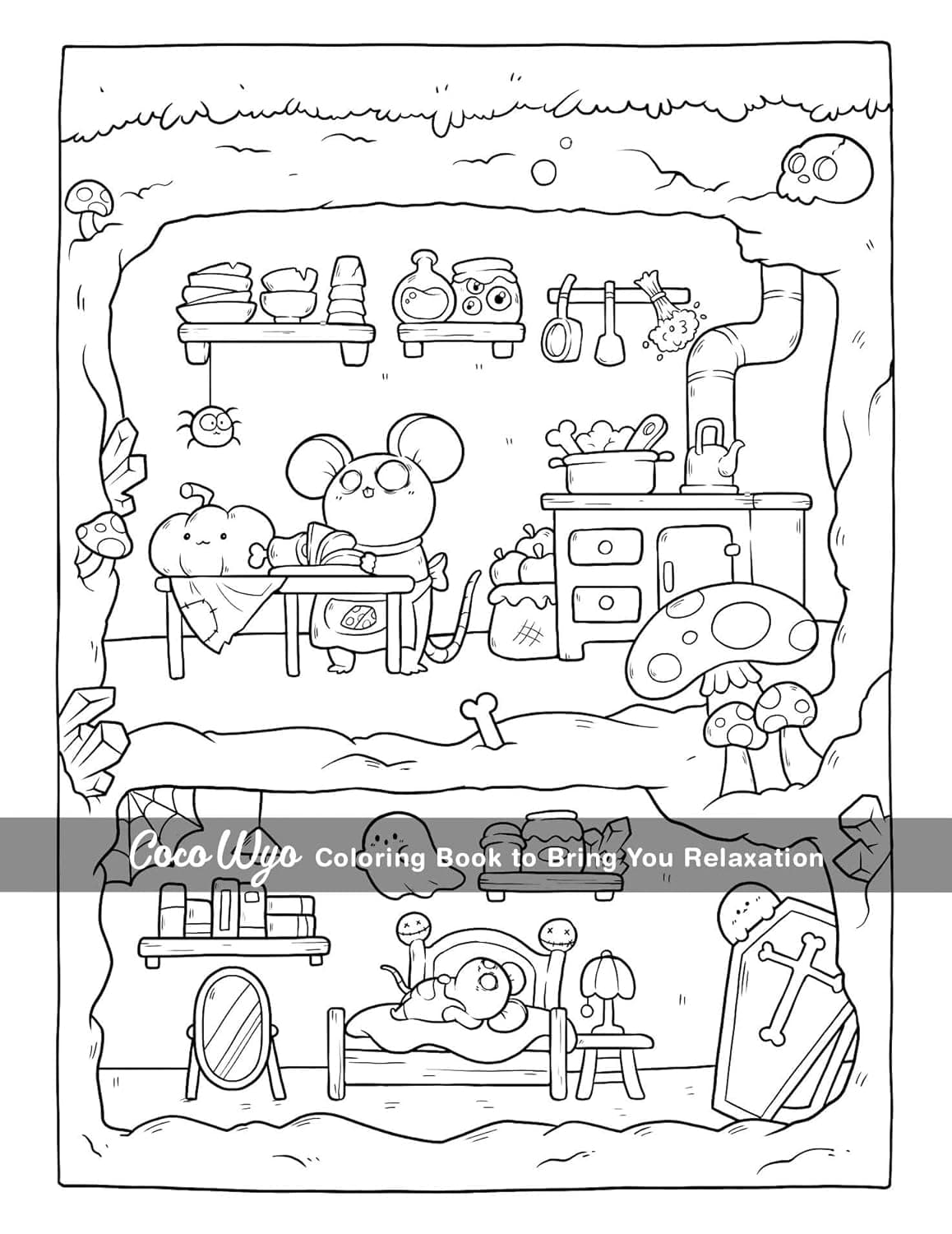 Creepy Cutie: Coloring Book for Adults and Teens Featuring Goth Kawaii and Spooky Cute Creatures of All Kinds and Many More - Image 9