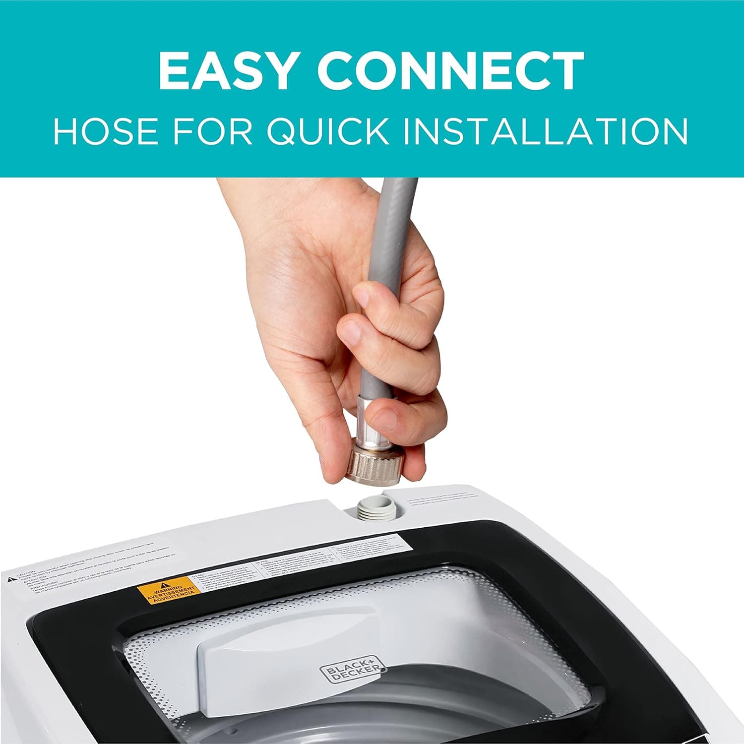 BLACK+DECKER 0.9 Cu. Ft. Portable Washer, 6.6 lb. Capacity Washing Machine for Homes & Apartments, 5 Wash Cycles, Quick Connect Sink Adapter and Drain Hose Included, Transparent Lid, BPWM09W, White - Image 7