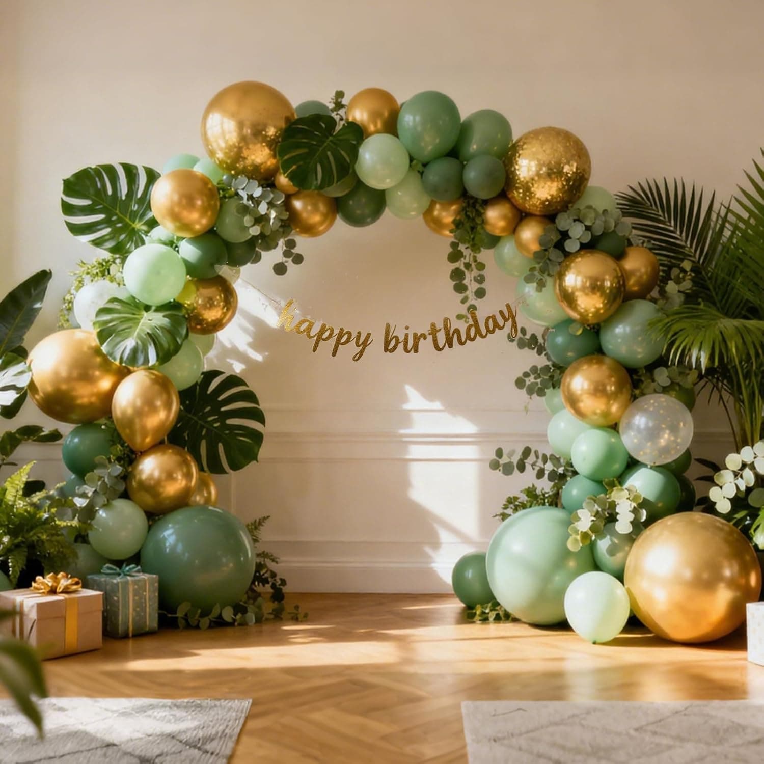RUBFAC 129pcs Metallic Gold Balloons Different Sizes 18 12 10 5 Inch, Latex Balloon Garland Arch Kit for Party Graduation Wedding Holiday Happy Birthday Decoration - Image 5