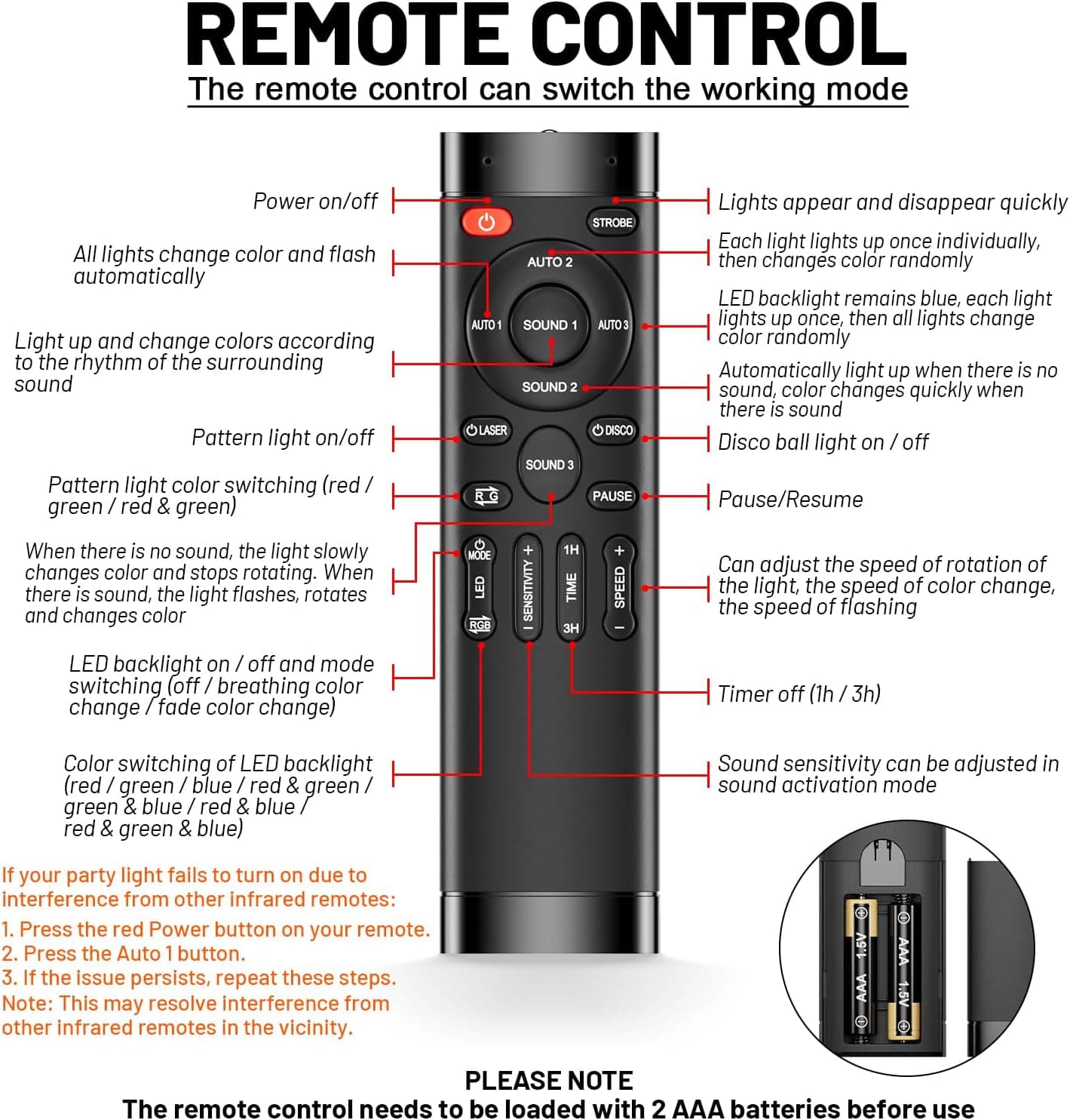 Party Lights, DJ Disco Light Disco Ball Light Sound Activated Strobe Stage Lights for Parties Birthday Christmas Gift Wedding Karaoke KTV Bar Club Pub Dance Home Room Halloween Decorations 1 Plastic - Image 6