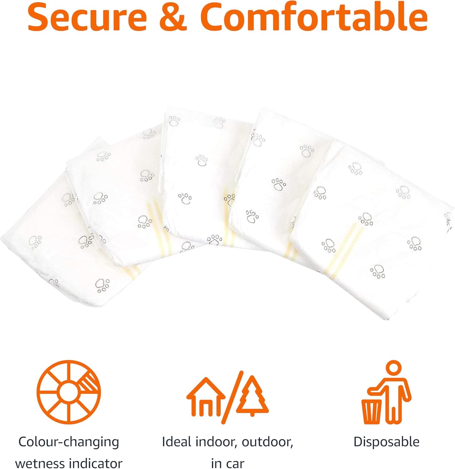 Amazon Basics Male Dog Diapers, 30 Count, X-Small, Ultra Absorbent Disposable Wrap with Secure Fit, Leakproof and Comfortable X-Small(Pack Of 30) - Image 4