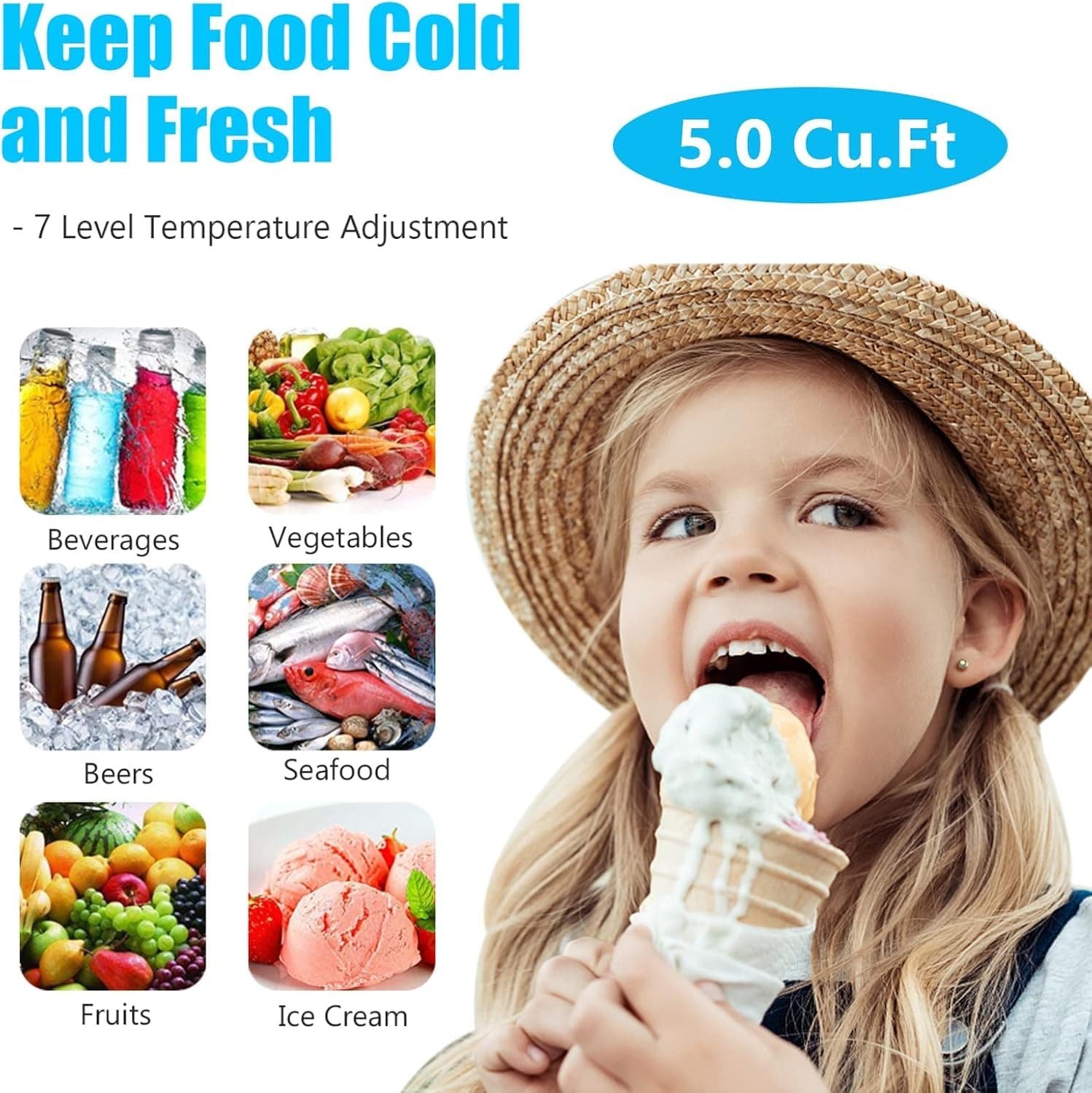 Congélateur profond de 5,0 pieds cubes - Congélateurs compacts avec thermostat réglable et porte supérieure - Image 5