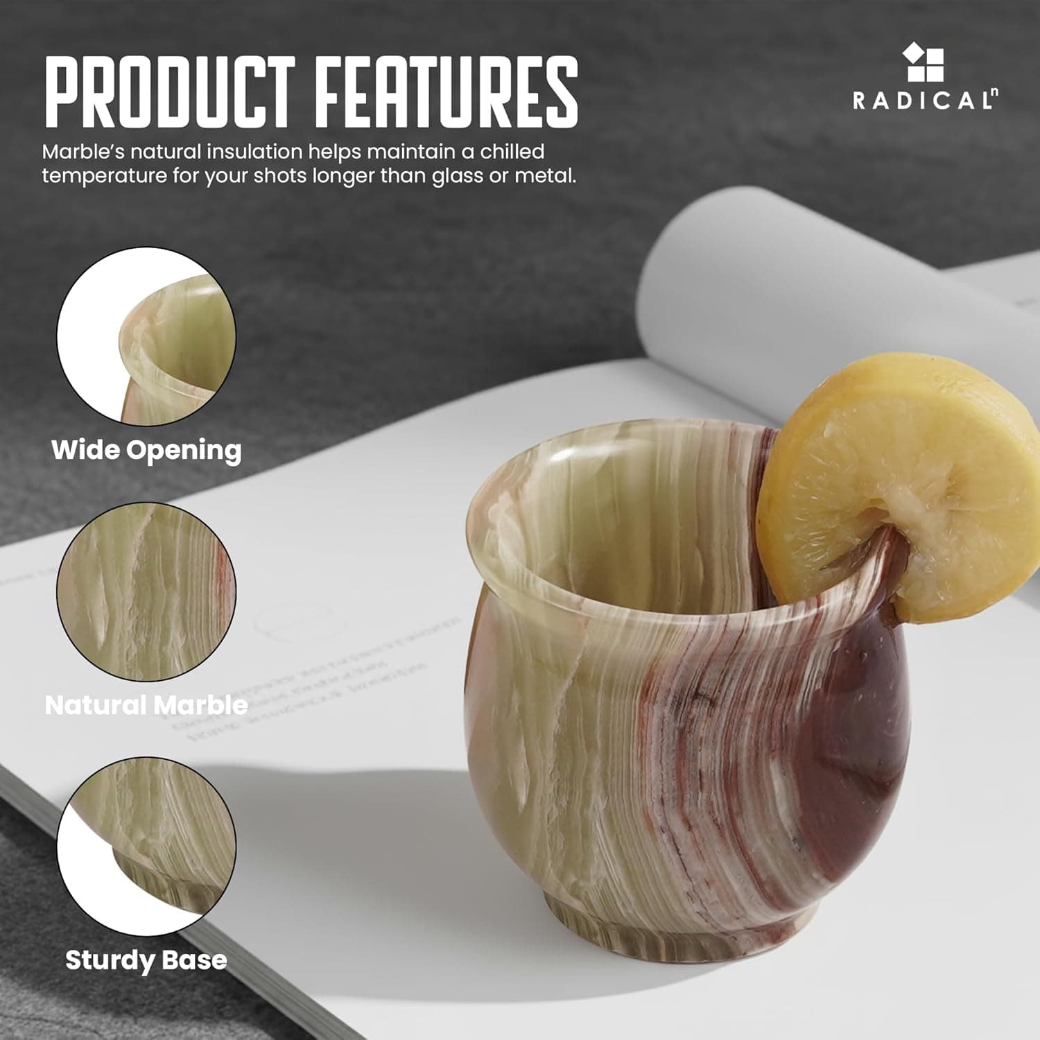 Radicaln Marble Shot Glasses 2" inches Green Onyx handmade Drinking Glasses Set of 2 For Christmas Decor, Ideal Vodka, Whiskey and Tequila Glass For Home Bar - Image 6