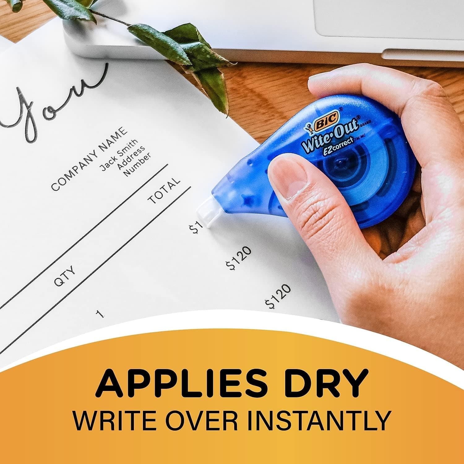 BIC Wite-Out Brand EZ Correct Correction Tape, 39.3 Feet, 2-Count Pack of White Correction Tape, Fast, Clean and Easy to Use Tear-Resistant Tape Office or School Supplies - Image 8