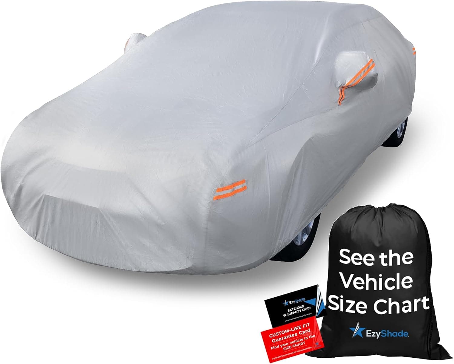 EzyShade 10-Layer Car Cover Waterproof All Weather - See Vehicle Size-Chart - Car Covers for Automobiles & Car Snow Cover - Full Exterior Covers - Winter Rain Sun SUV Sedan. Size A4 (See SizeChart) A4 - see Vehicle Size Chart Reflective - Image 2