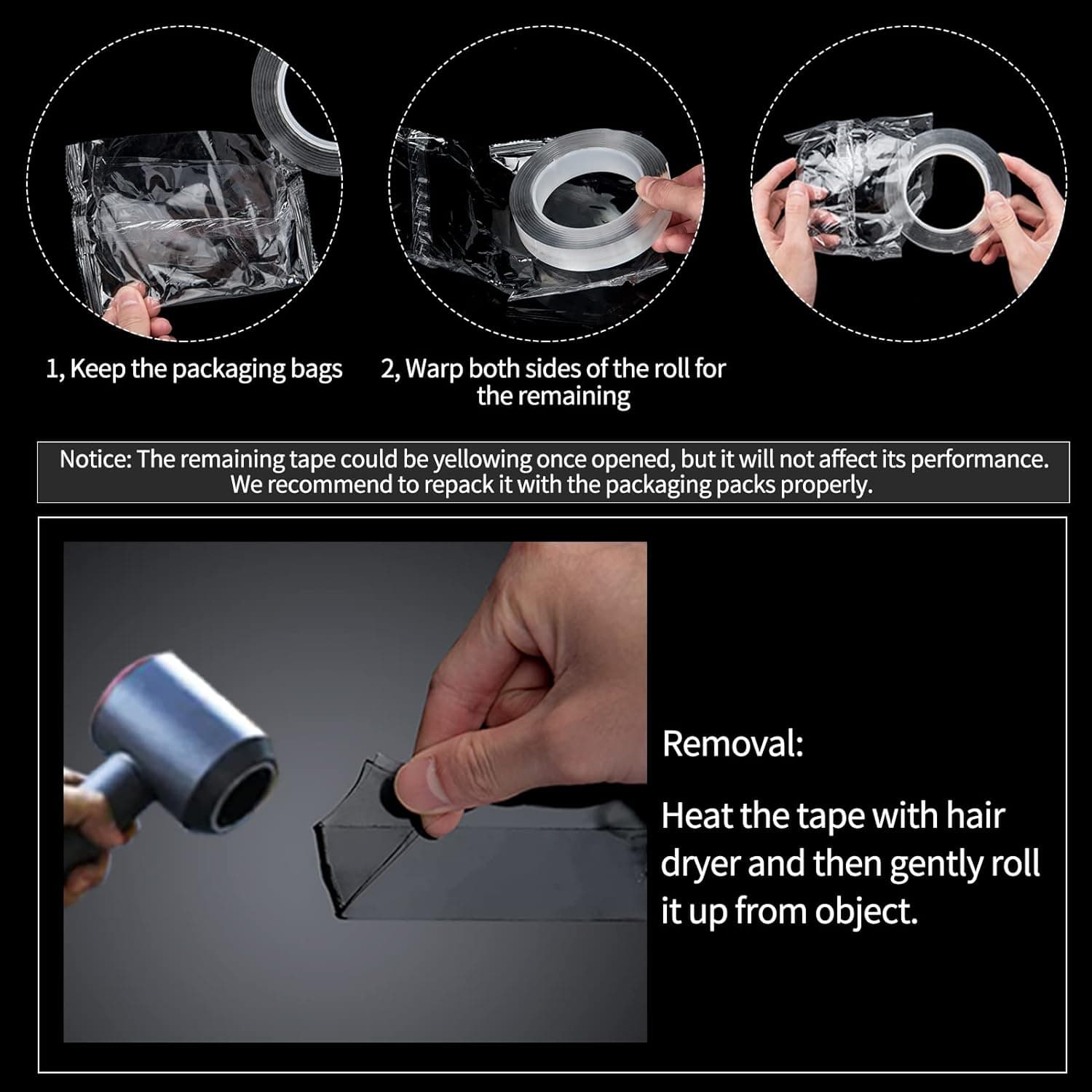 Art3d Double-Sided Mounting Tape (10FT), Multipurpose Removable Adhesive Foam Tape, Transparent, Household 1/24" x 1/2" x 10' 1 - Image 8