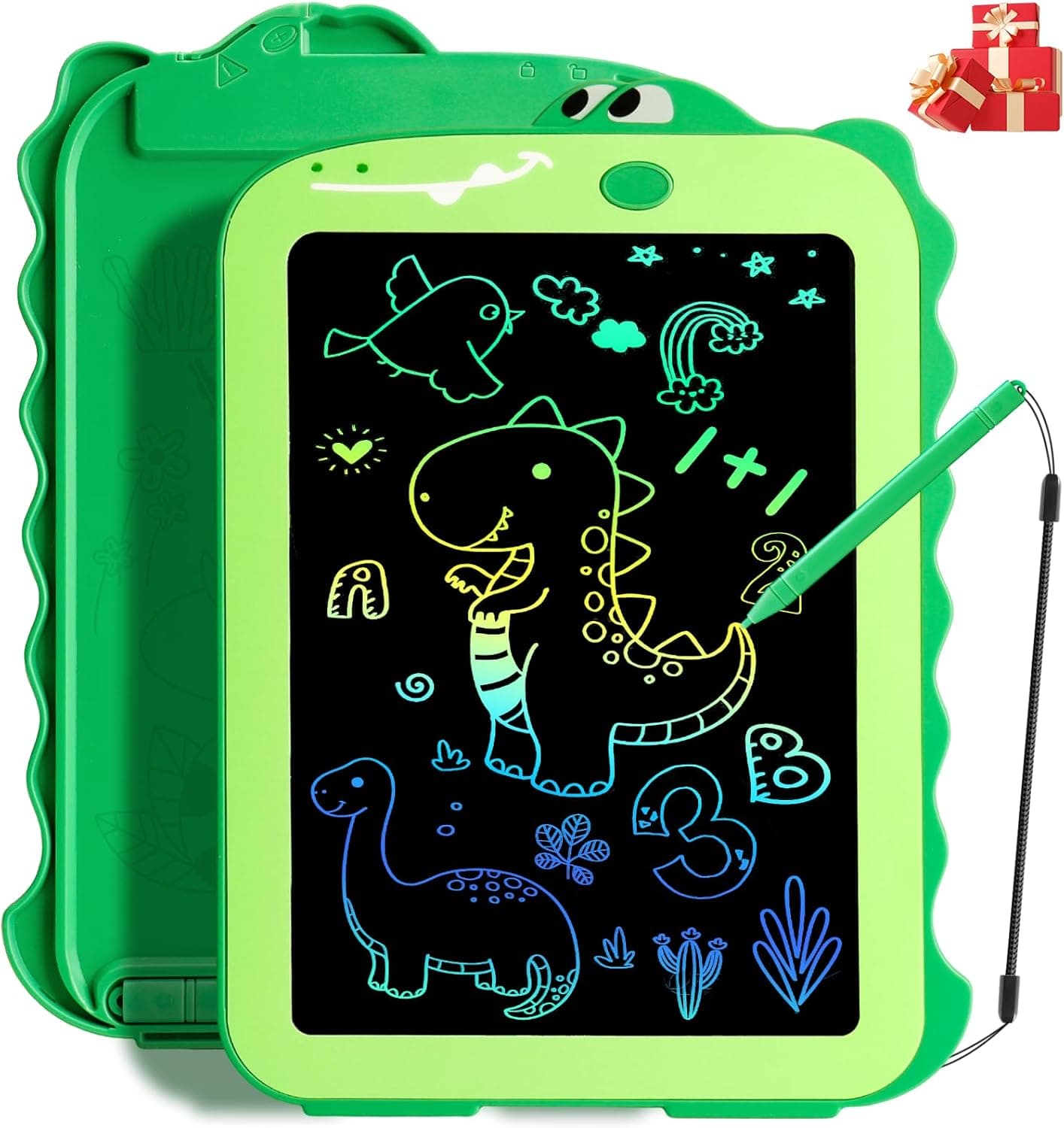 LCD Writing Tablet for Kids, Colorful Toddlers Toys Drawing Board, Educational Kid Toys, Doodle Pad Dinosaur Toys for 3 4 5 6 7 8 Year Old Boys Girls Birthday Party Christmas Gifts,8.5inch Green Green - Image 2