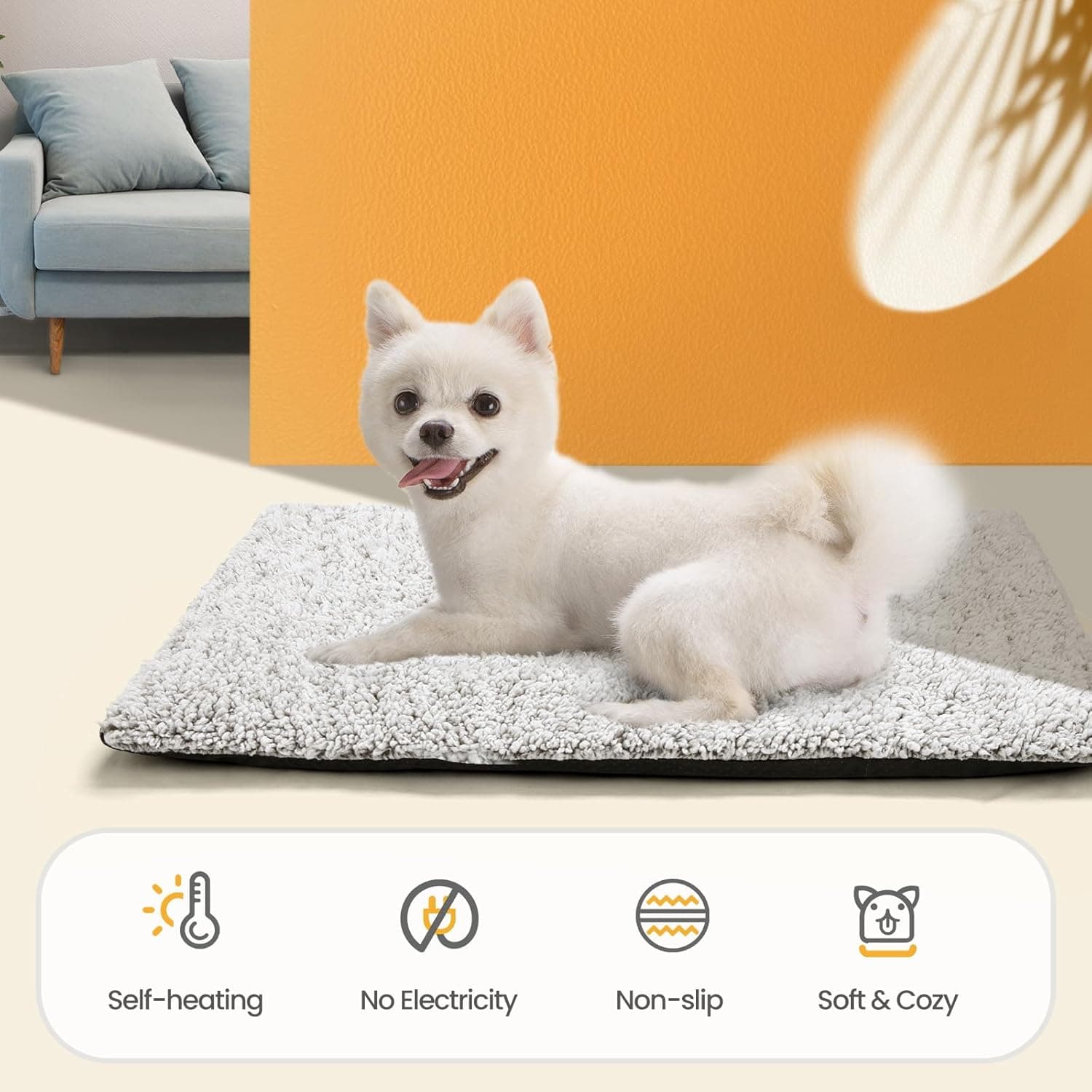 Self Warming Cat Bed Self Heating Cat Dog Mat 24 x 18 inch Extra Warm Thermal Pet Pad for Indoor Outdoor Pets with Removable Cover Non-Slip Bottom Washable Non Electric 24.0"L x 18.0"W x 1.0"Th A-Light Gray - Image 5