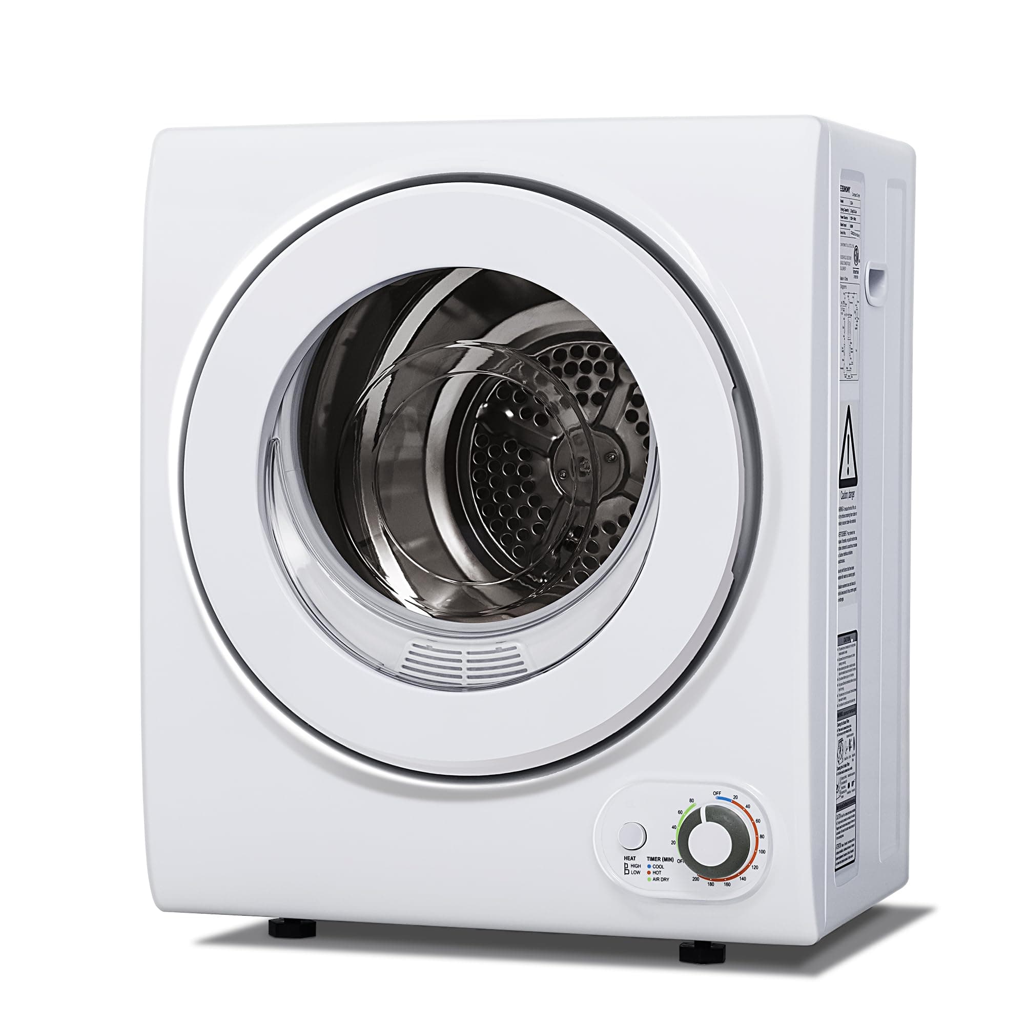 Euhomy Portable Dryer 1.5 cu. ft., 850W Powerful Clothes Dryer with Stainless Steel Drum and Exhaust Hose, Dryer Ideal for Apartments, RVs, Dorm Rooms，White 1.5 Cu.Ft.