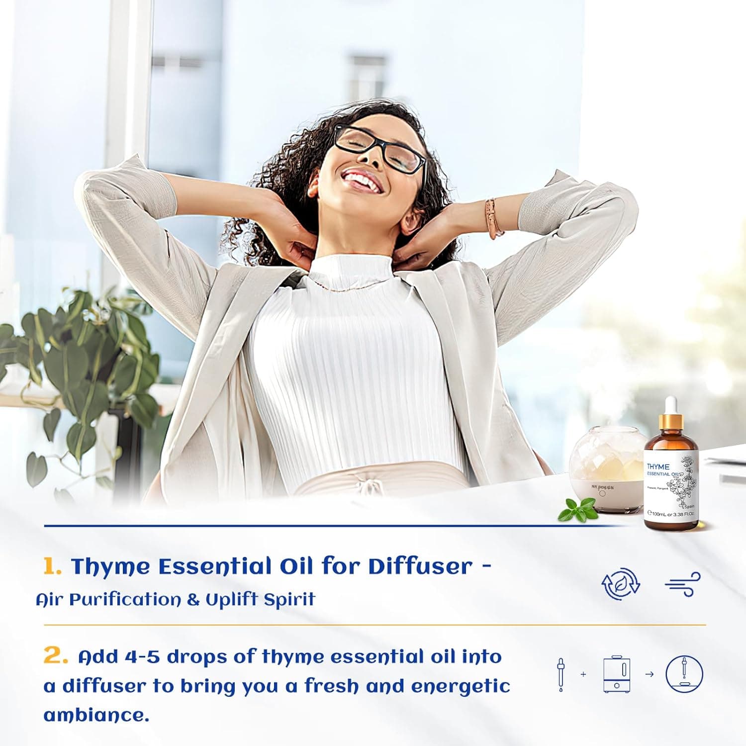 HIQILI 3.38 Fl Oz Thyme Essential Oil, 100% Pure Undiluted for Hair, Skin, Diffuser, Aromatherapy, Includes 10ML Travel Bottle - 100ML Thyme 3.38 Fl Oz (Pack of 1) - Image 5