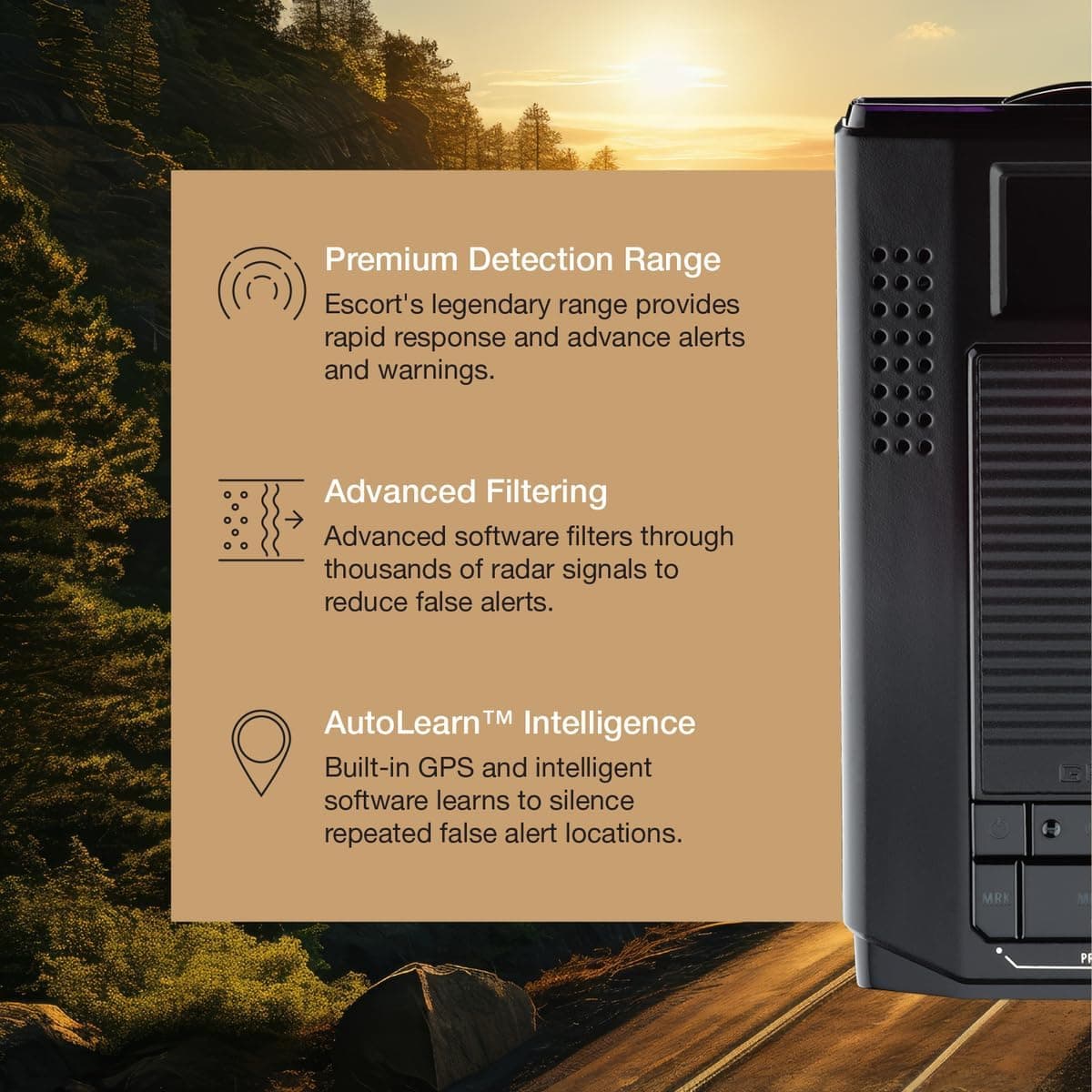 Escort MAX 3 Laser Radar Detector - Bluetooth Connectivity, Premium Range, Advanced Filtering, AutoLearn Technology, Voice Alerts, OLED Display, Apple CarPlay and Android Auto Compatible - Image 4