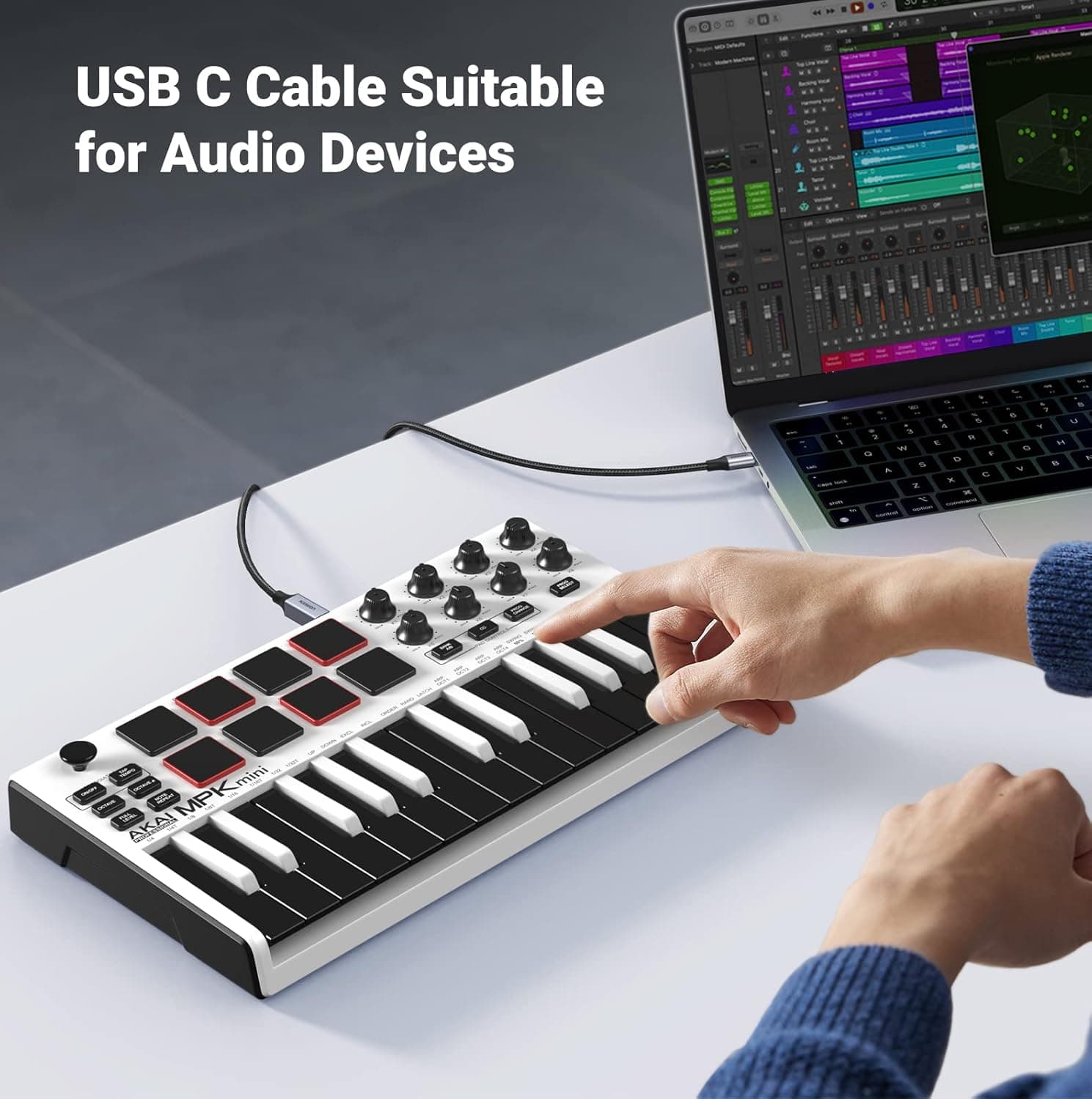 UGREEN USB B to USB C Printer Cable 3 FT, Nylon USB B to USBC Cable for MacBook Pro/Air, MIDI Cable Compatible with MIDI Keyboard/DJ Controller/DAC/Yamaha Casio Digital Piano for iPad 3 FT Silver - Image 5