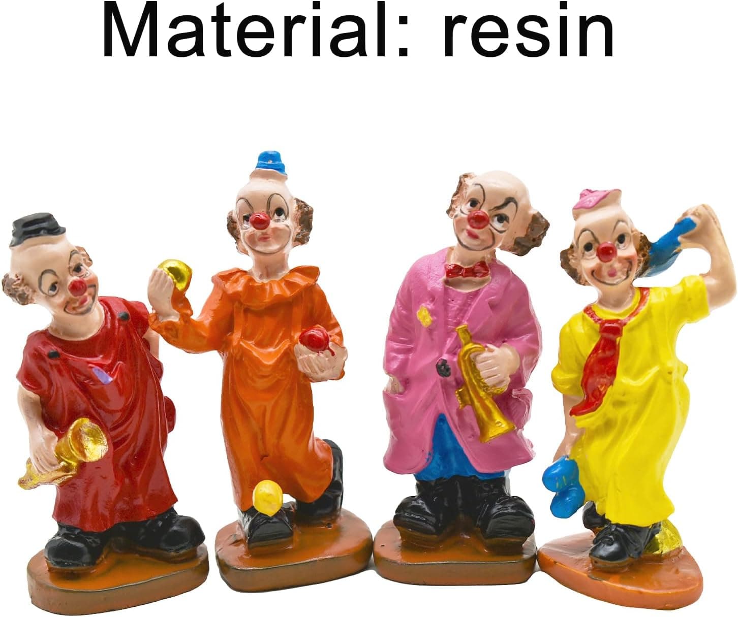 4Pcs Mini Carnival Clown Figurines Resin Circus Performers Handmade Figures for Dollhouse Table Ornaments Halloween Home Party Decoration Gift - Image 3