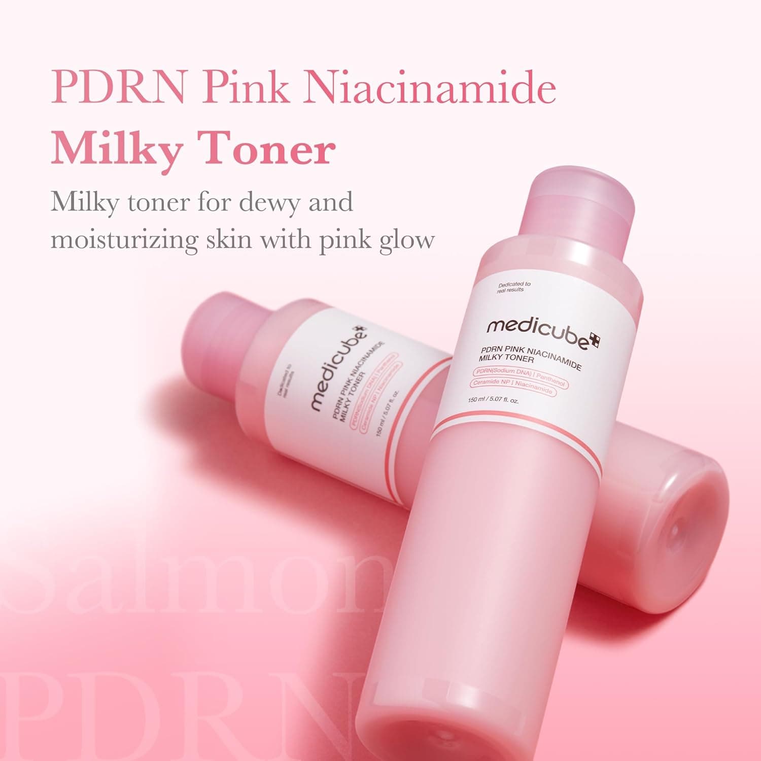 medicube PDRN Pink Niacinamide Milky Toner for Hydrating, Moisturizing, Soothing, Ceramide, Peptide, Glass Glow Skin, Korean Skincare | 150ml 5.07 fl. Oz. Salmon PDRN Milky - Image 3