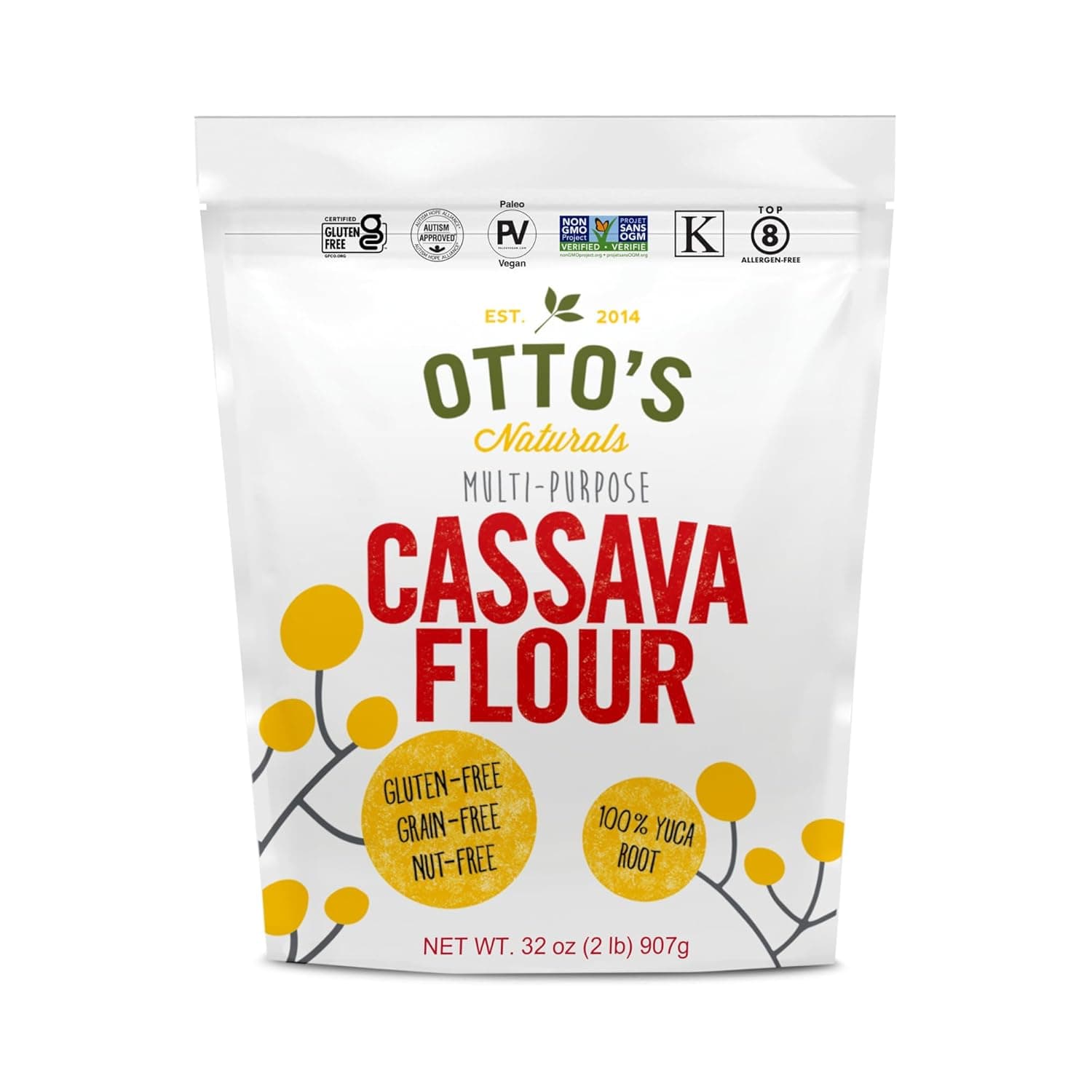 Otto's Naturals Multi-Purpose Cassava Flour, Non-GMO, Gluten-Free, Grain, Nut and Gum-Free, 1-to-1 Wheat Flour Alternative, Paleo, AIP, 2 lb 2 Pound (Pack of 1) - Image 2
