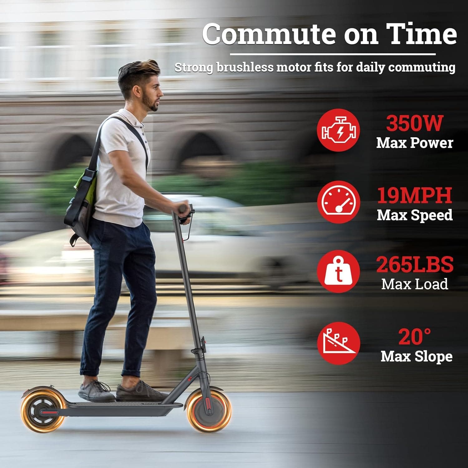 Electric Scooter for Adults, 350W/500W Motor, 16-22 Miles Range, 8.5"/10" Solid Tires, Dual Braking & Suspension, Folding Portable Commuting E-Scooter with App 8.5"-5.2Ah-350W - Image 3