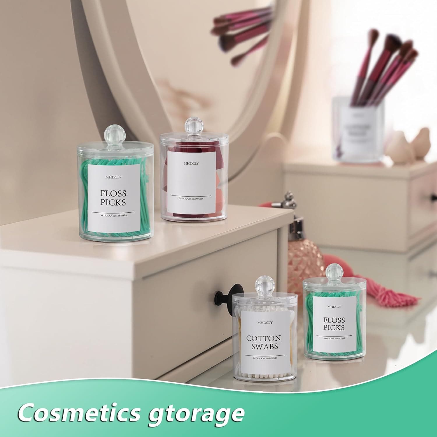 Bathroom Organizers and Storage,4 Pack Bathroom Accessories,Bathroom Decor,Home Decor,Bathroom Storage and Organization,Qtip Holder for Room Decor Aesthetic - Image 5