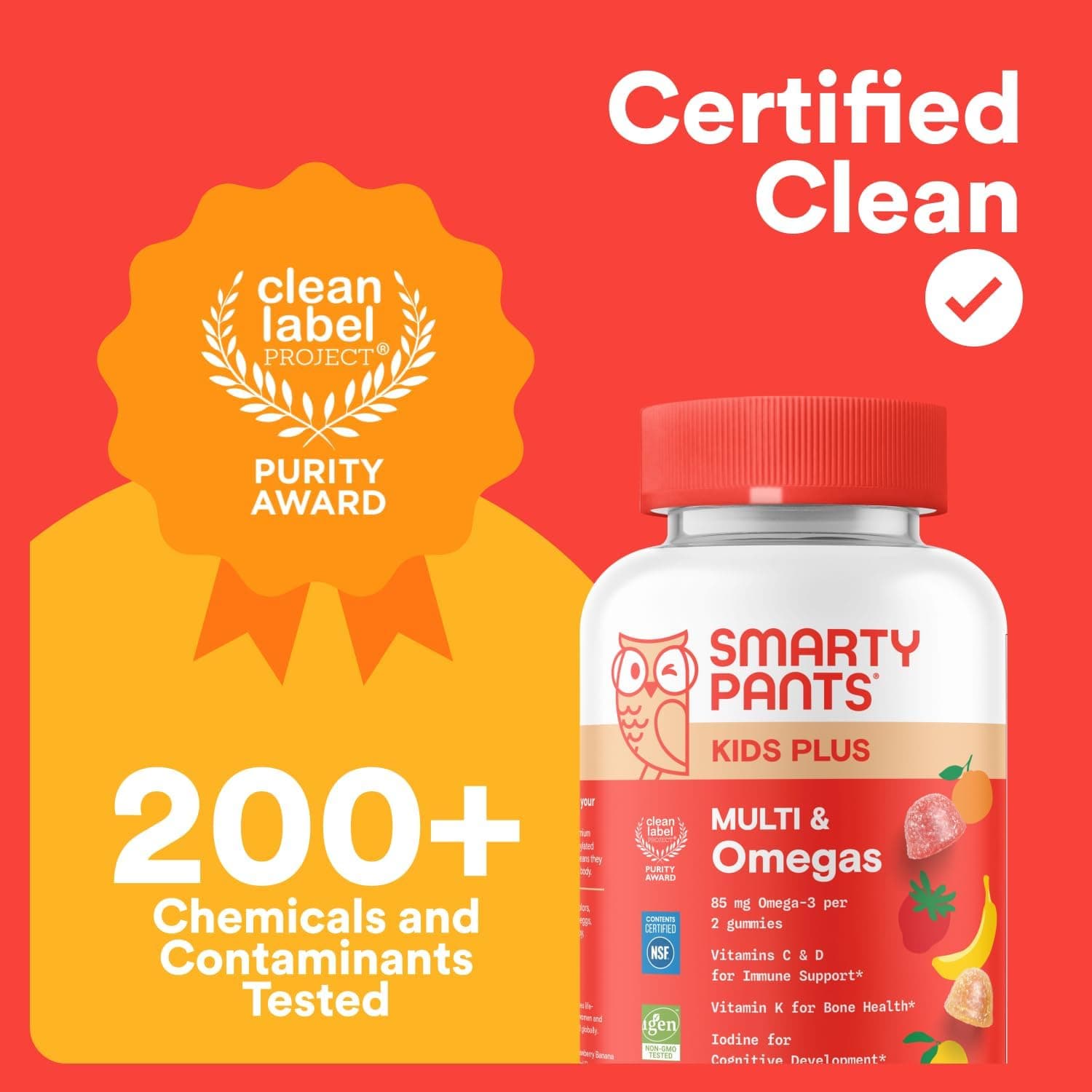 SmartyPants Kids Multivitamin Gummies - Fórmula Mejorada: Omega 3 (DHA/EPA), Vitaminas D3, C, B12, B6, Vitamina A, K y Zinc, Sin Gluten, Tres Sabores Frutales, 60 Conteo (Suministro de 30 Días) Tres Frutas NUEVO 1 Conteo (Paquete de 1) - Image 12