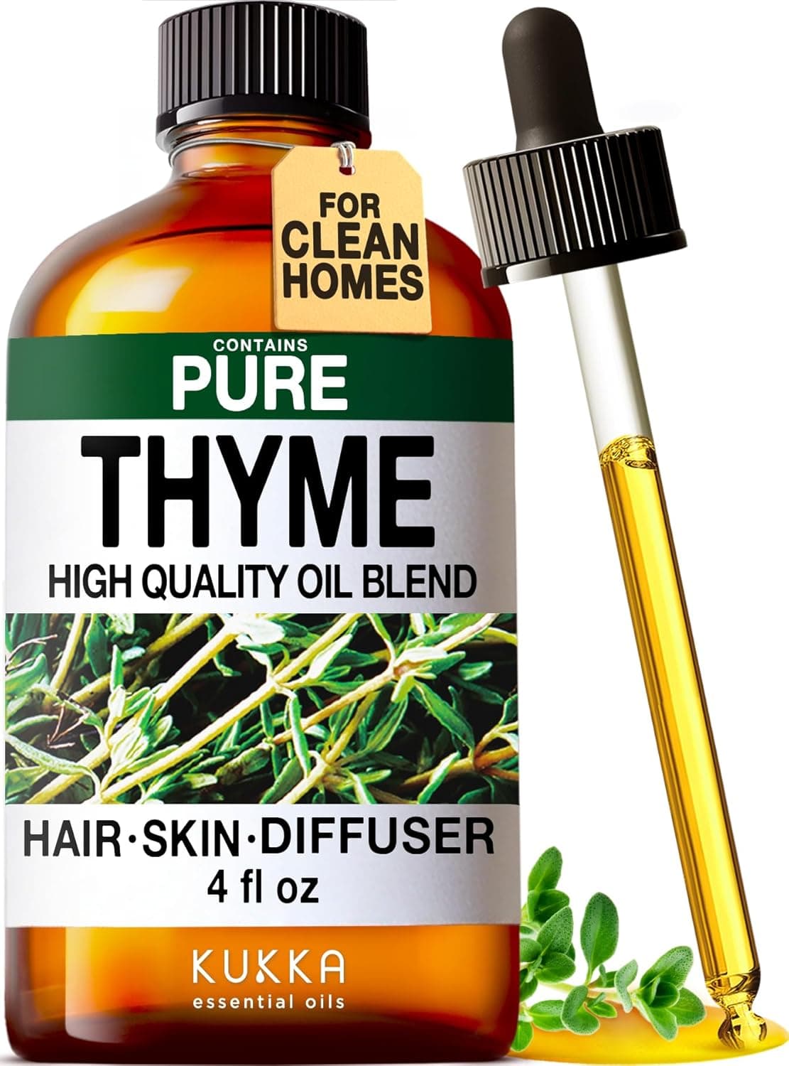 KUKKA Thyme Essential Oils - 4 Fl Oz - para sa Buhok, Balat, Diffuser, Aromatherapy & DIY Soap Making Scent Thyme 4.00 Fl Oz (Pack of 1) - Image 2
