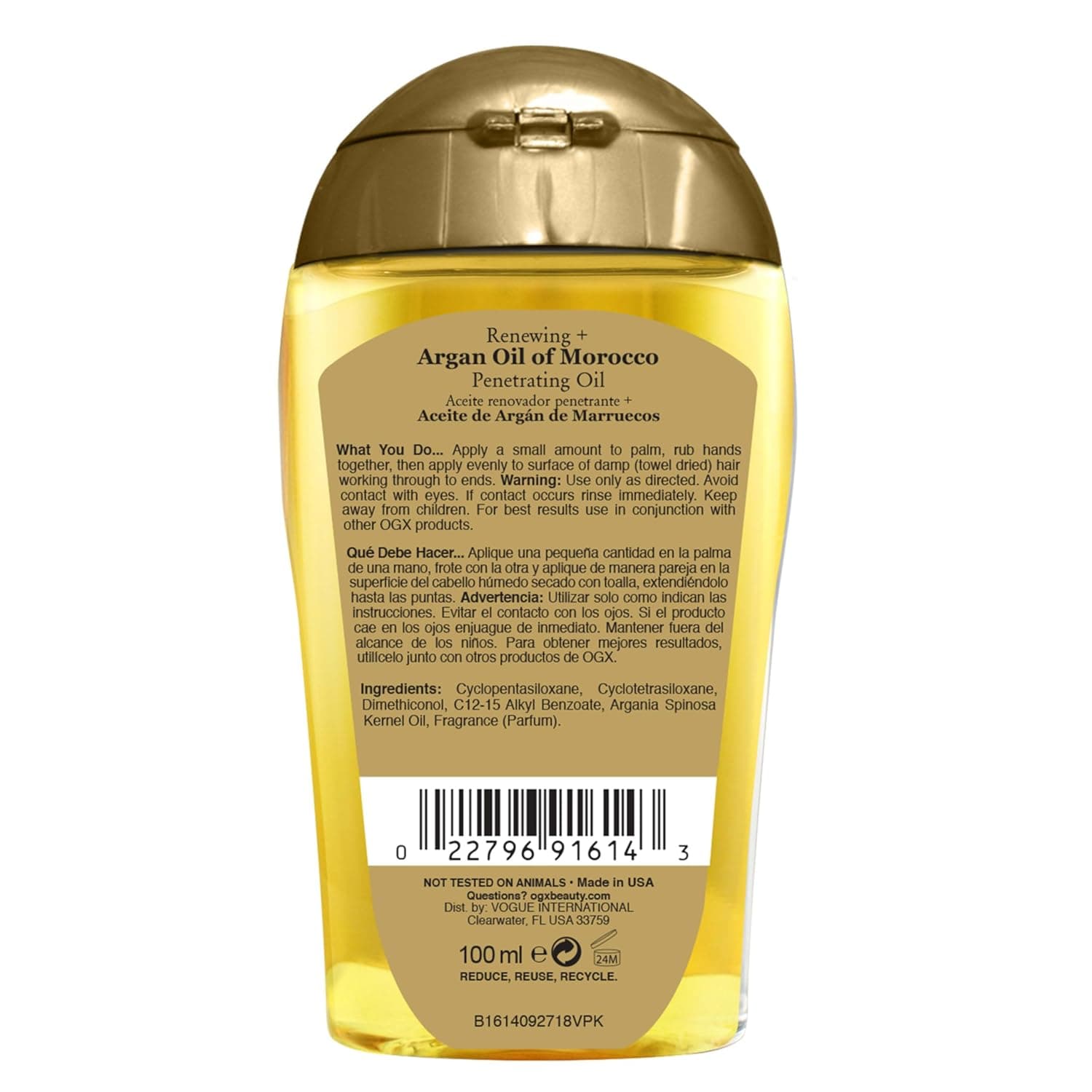OGX Renewing + Argan Oil of Morocco, Cold-Pressed Argan Oil for Hair Penetrating Treatment & Shine, Moisturizing & Strengthening Silky Oil for All Hair Types, Paraben & Sulfate Free, 3.3 fl oz Citrus-Fresh, Floral-Green, & Woody 3.3 Fl Oz (Pack of 1) - Image 6