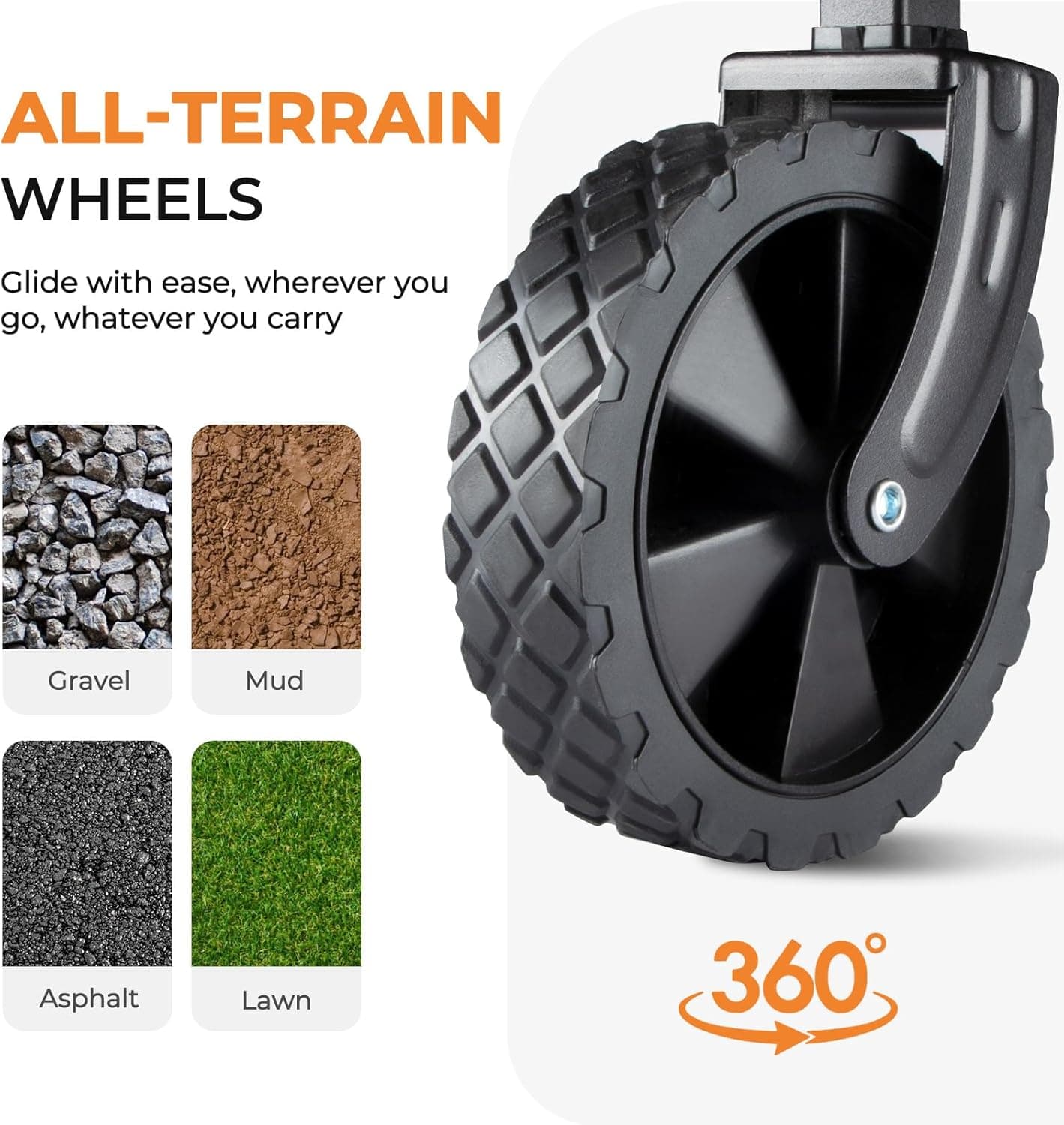 PASAMIC Collapsible Wagon 220 lbs, Heavy Duty Wagon Carts Foldable, Portable Wagons for Groceries, Beach Cart with All-Terrain Wheels & Drink Holders, Utility Wagon for Shopping, Sports, Camping,Black - Image 5