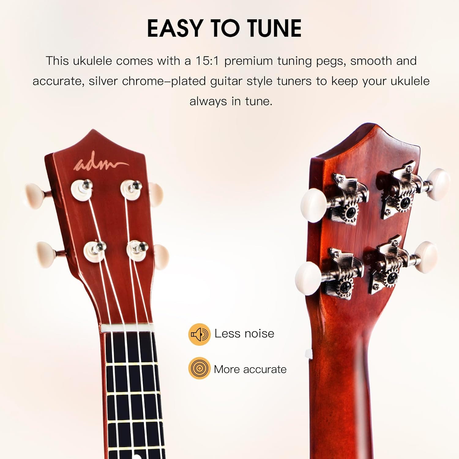ADM Ukulele for Beginners Hawaiian Wood Ukelele Kit for Kids Adult Student Starter Professional Ukalelee Pack Bundle with Free Lessons Gig Bag Strap Nylon String Tuner (Brown, 21 Inch) - Image 3