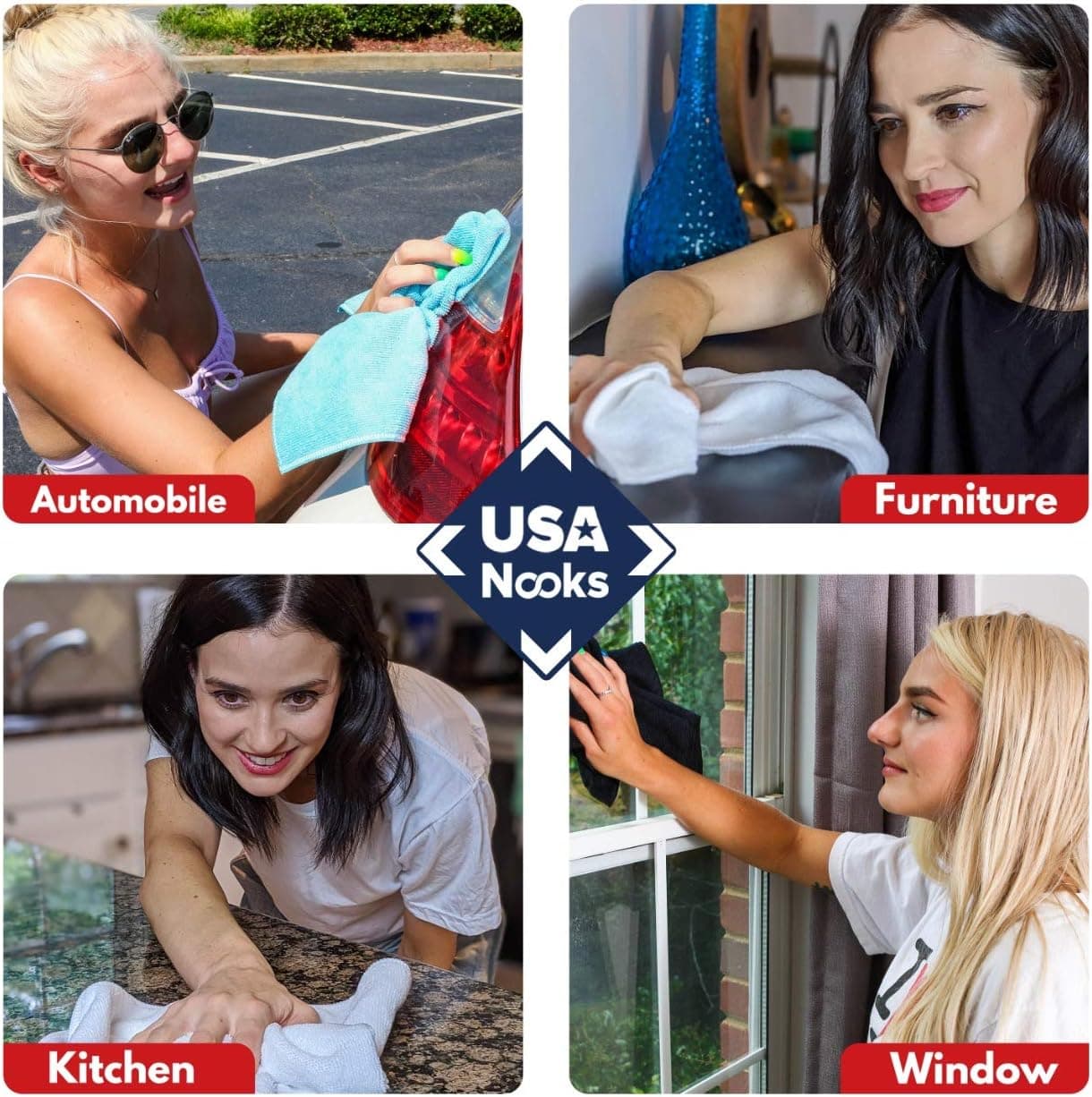 USANOOKS 超细纤维清洁布 灰色 - 12片 (12.5"x12.5") - 高性能 - 1200次洗涤，超吸水超细纤维T - Image 6