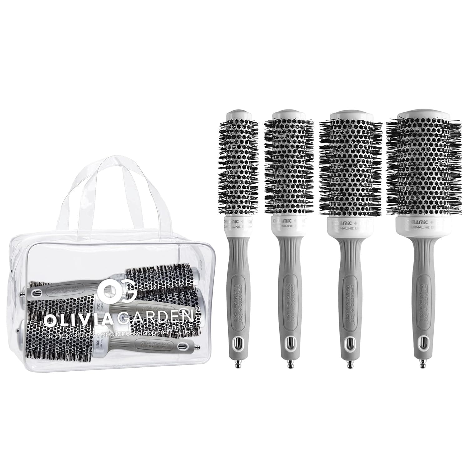Amazon.com: Olivia Garden Ceramic + Ion Round Thermal Hair Brush - Not Electrical - Professional Blowout Brush for Normal to Thick Hair - 1" to 2 1/8 Diameter Barrel - White and Grey - CI-25,CI-35, CI-45, CI-55 : Beauty & Personal Care