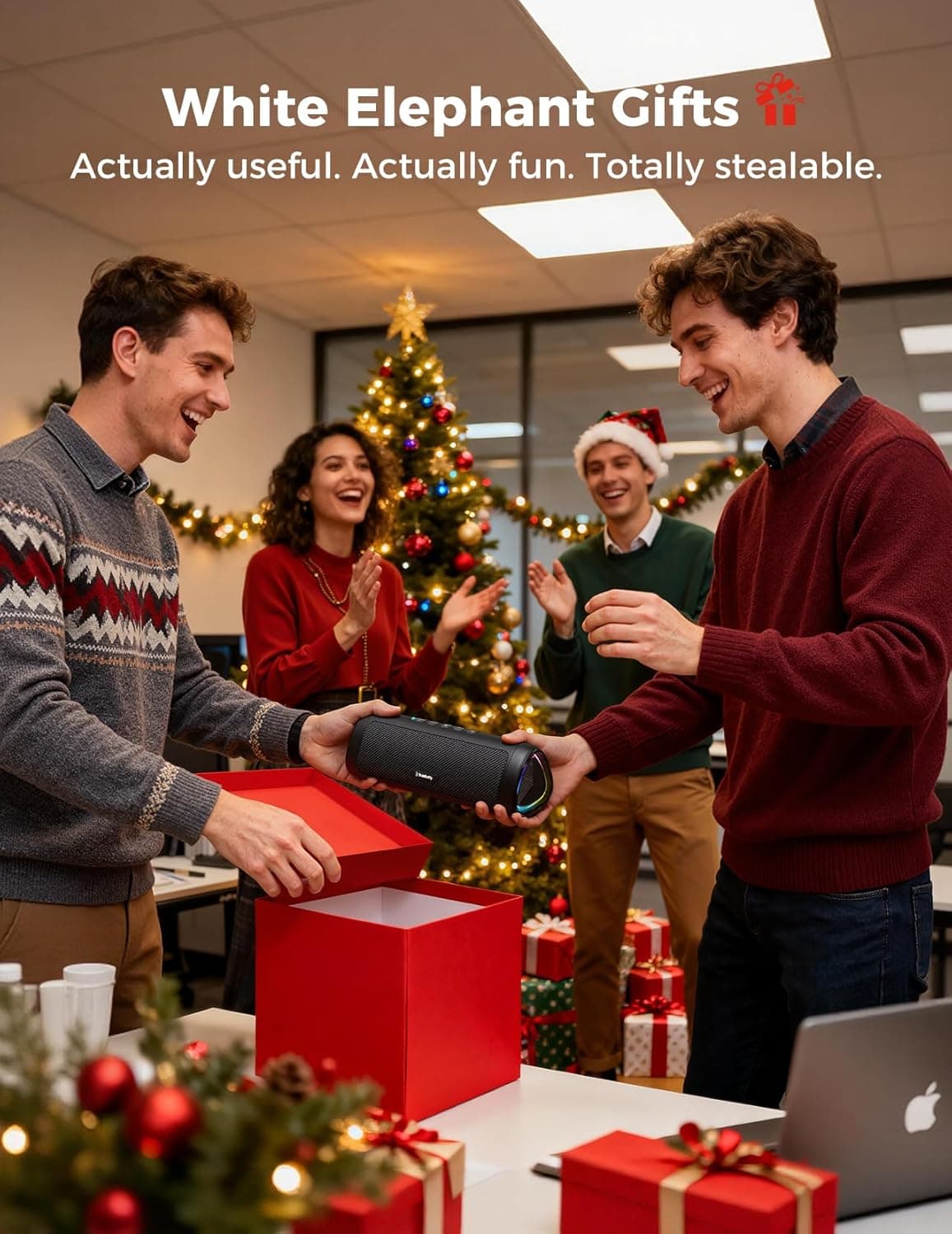 Bluetooth Speaker Gifts for Men: Portable Wireless, IPX5 Waterproof, White Elephant Gifts for Adults, Stocking Stuffers for Teens Boy Girl, Up to 20H Playtime, TWS Pair, for Home/Party/Outdoor (Black) - Image 7