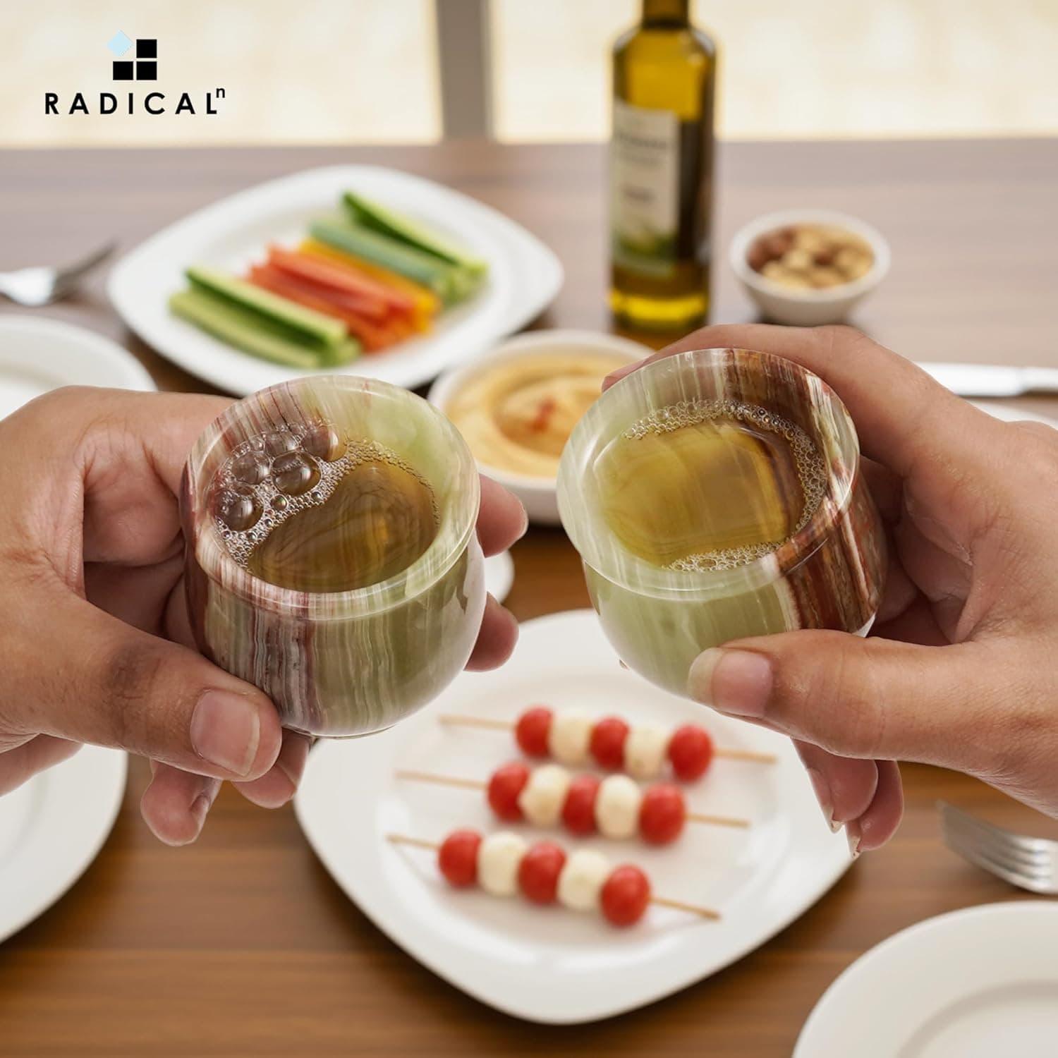 Radicaln Marble Shot Glasses 2" inches Green Onyx handmade Drinking Glasses Set of 2 For Christmas Decor, Ideal Vodka, Whiskey and Tequila Glass For Home Bar - Image 3