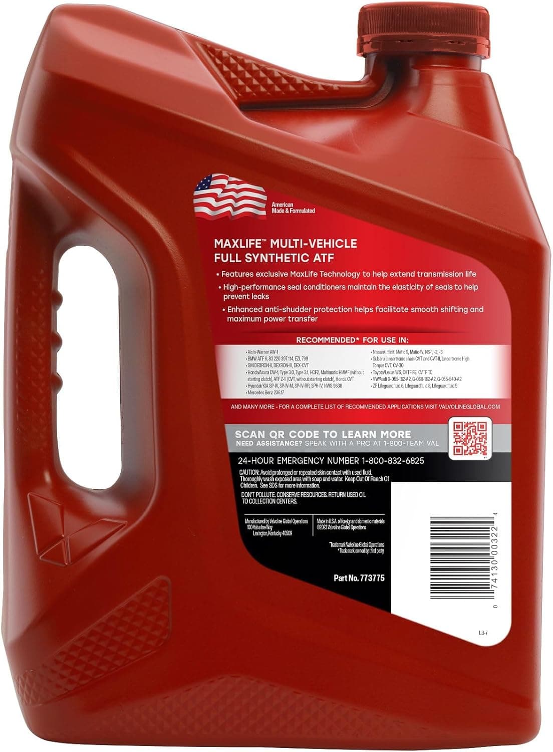 Valvoline MaxLife Multi-Vehicle ATF Full Synthetic Automatic Transmission Fluid 1 Gallon - Image 2
