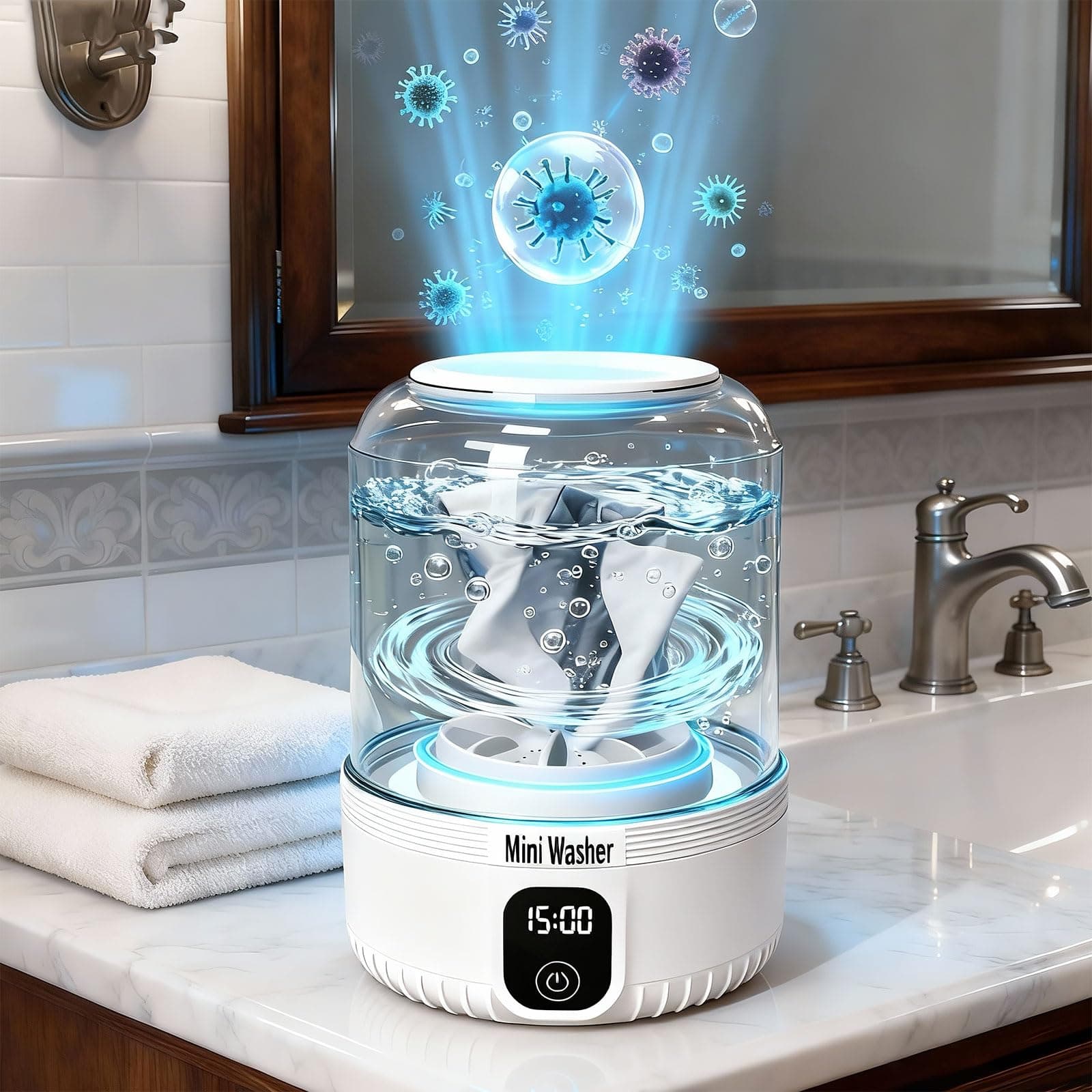 Underwear Washing Machine,Upgrade Mini Washer Deeply Cleans Small Laundry Items, Socks, Underwear, Baby Clothes,Portable Washing Machine is Suitable for, Apartments, Hotels, Travel, And Camping White