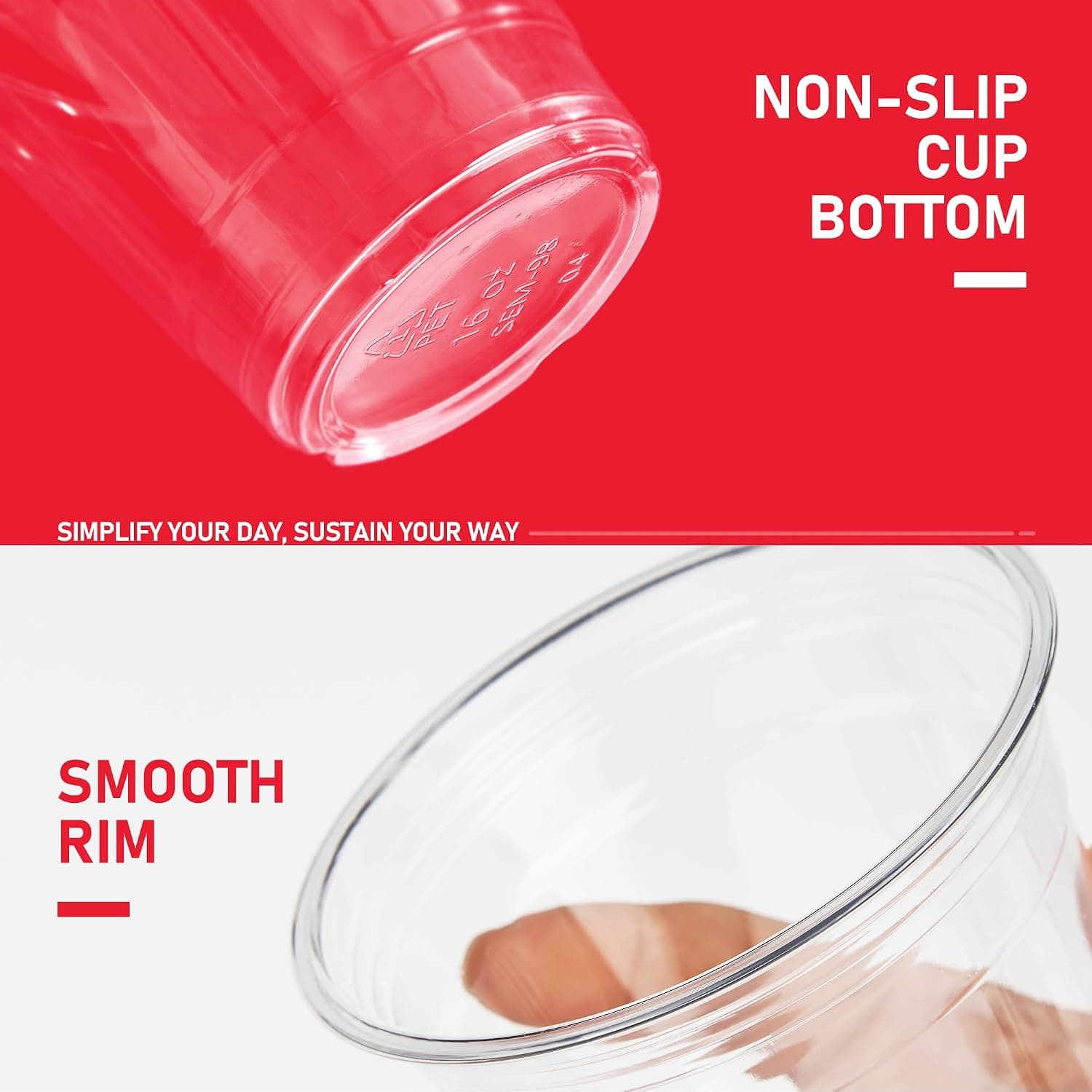 Amazon.com: VPACKDUO Plastic Cups with Lids 16 oz 100 pack, Clear Disposable Iced Coffee Cups with Strawless Sip Lids, Drink Cup for Cold Drinks, Iced Coffee : Health & Household - Image 7