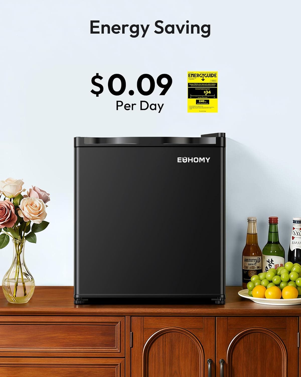 EUHOMY 1.1 Cubic Feet Mini Freezer, Countertop, Single Door Compact Upright Freezer with Reversible Door, Removable Shelves, Small freezer for Home/Dorms/Apartment/Office, New Black Black 1.1 CU.FT - Image 8