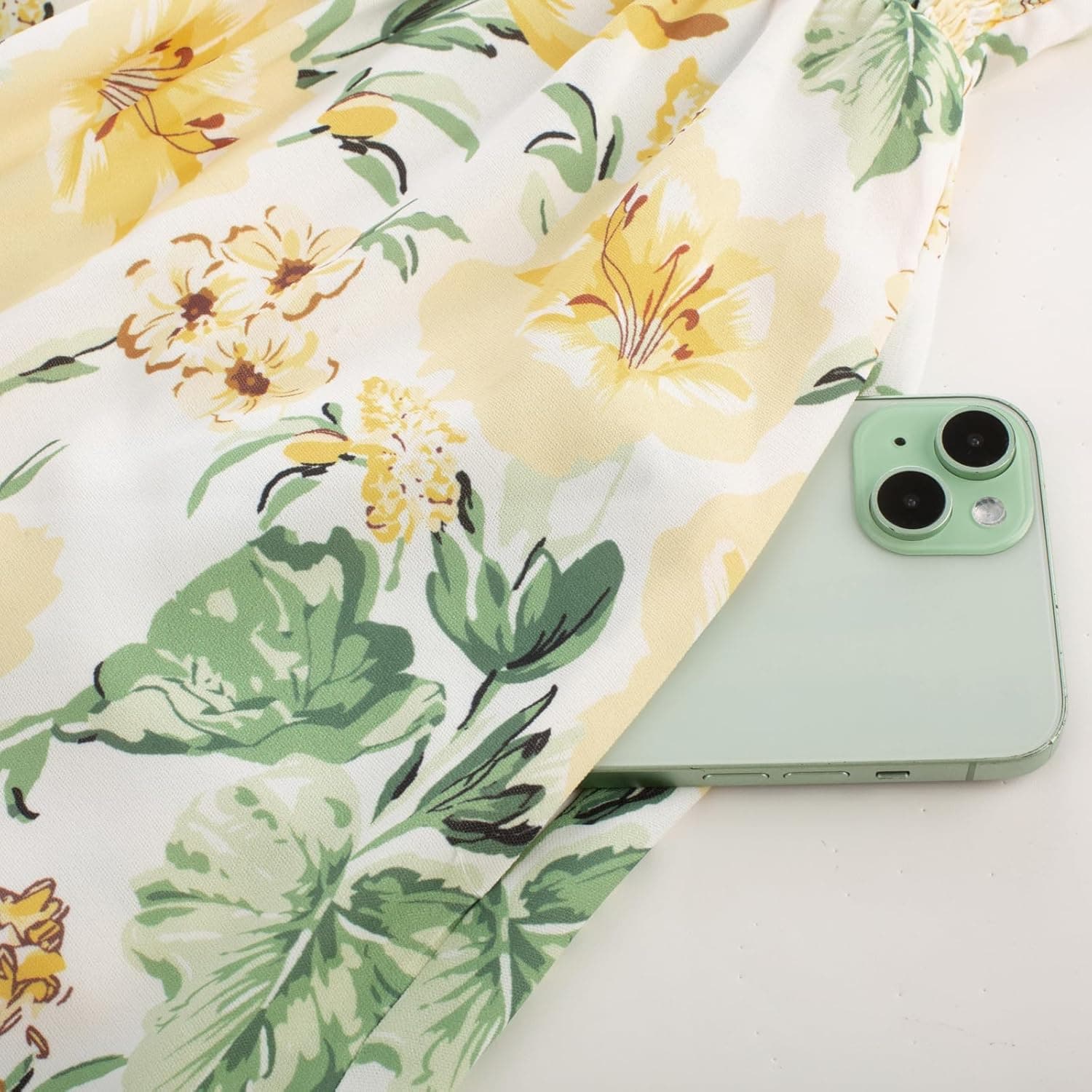 GRACE KARIN Women's 2025 Summer Maxi Dress Floral Tie Front Spaghetti Strap Casual Boho Beach Flowy Sundress with Pockets Large White Yellow Flowers - Image 7