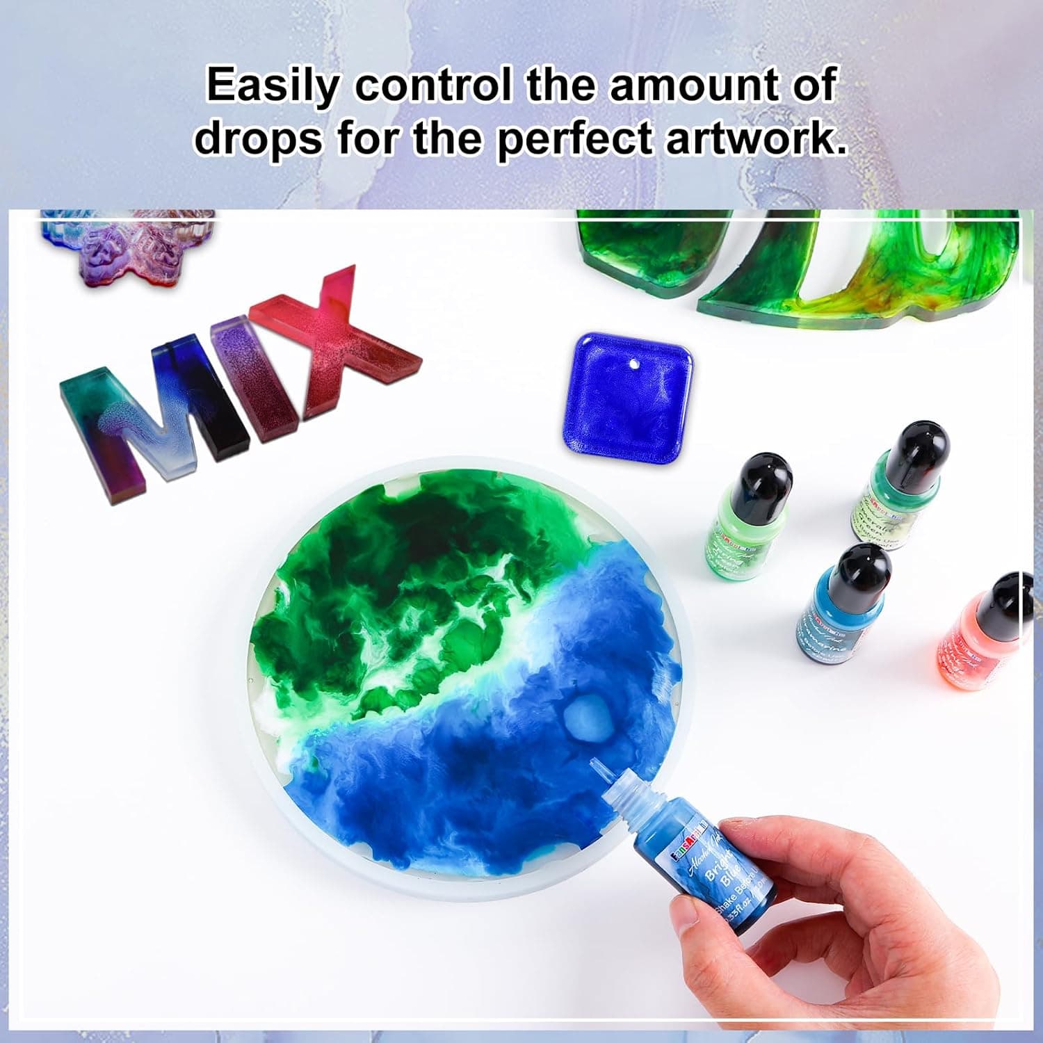 FansArriche Alcohol Inks for Resin, 48 Colors High Concentrated Alcohol Ink Set for Epoxy Resin, Alcohol-Based Resin Ink for Coasters, Fluid Painting Crafts, Tumbler Making, 10 ml Each - Image 7