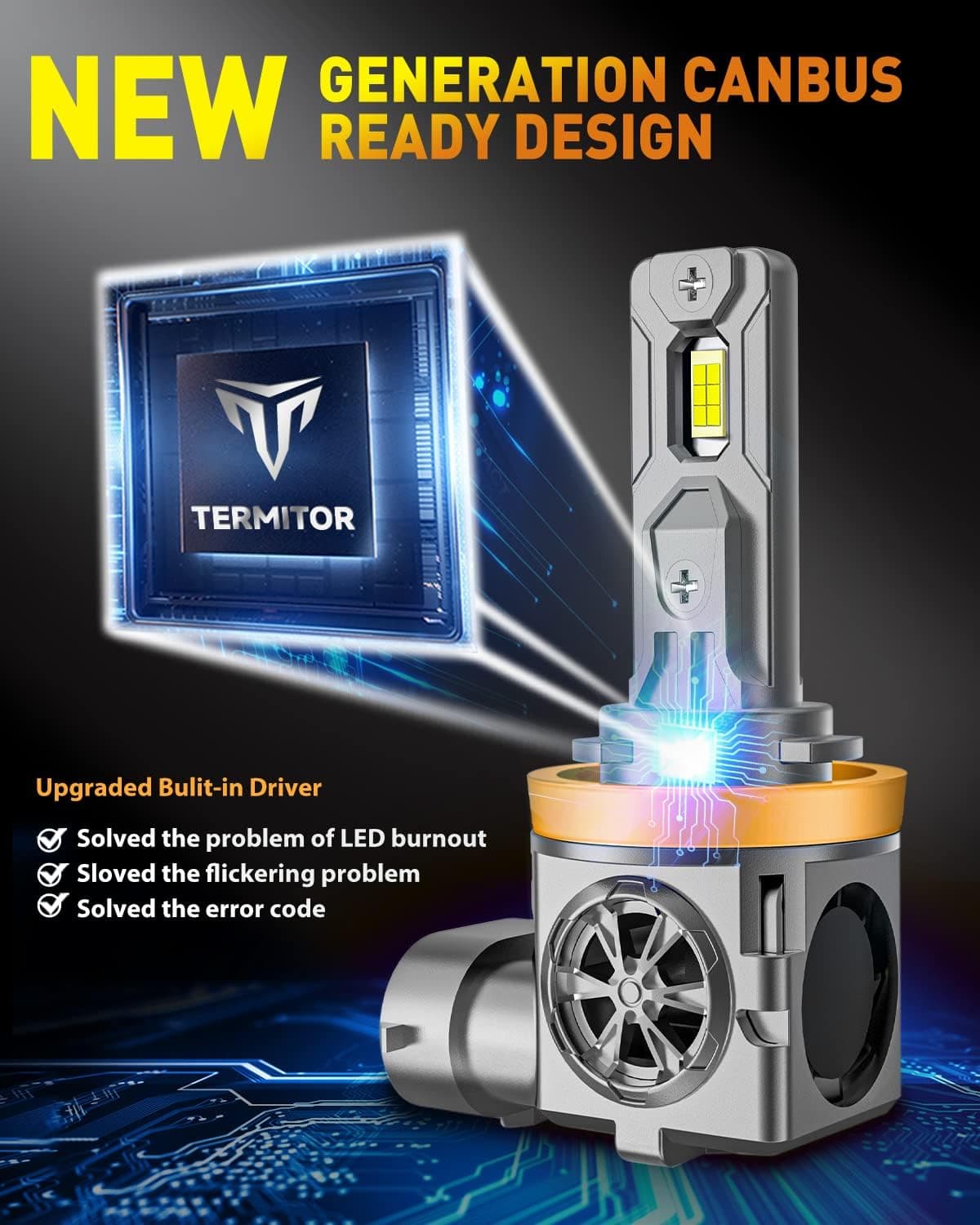 H11/H9/H8 Bulbs, 50,000LM 10X Ultra-Brightness, Real 1:1 Halogen Mini Size, 6500K Cool White H11 Fog Light Conversion Kits, 10-Year Extended Lifespan, Plug and Play, Pack of 2 - Image 9