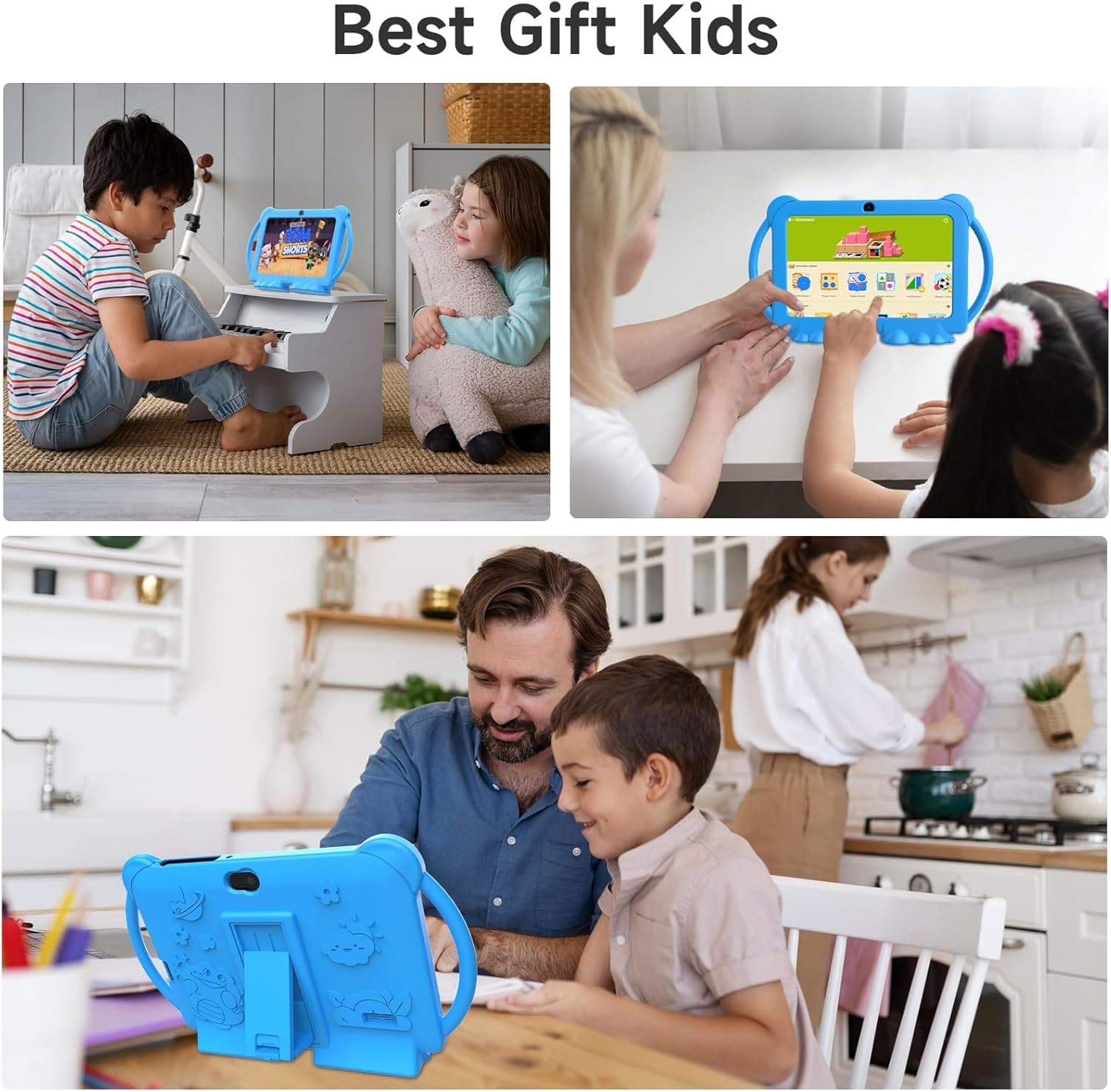 Kids Tablet 7 inch Android 12.0 for Toddler, 4GB RAM 32GB ROM Bluetooth IPS Screen Parental Control Dual Camera Shockproof Case for Educational Games, (Blue) - Image 6