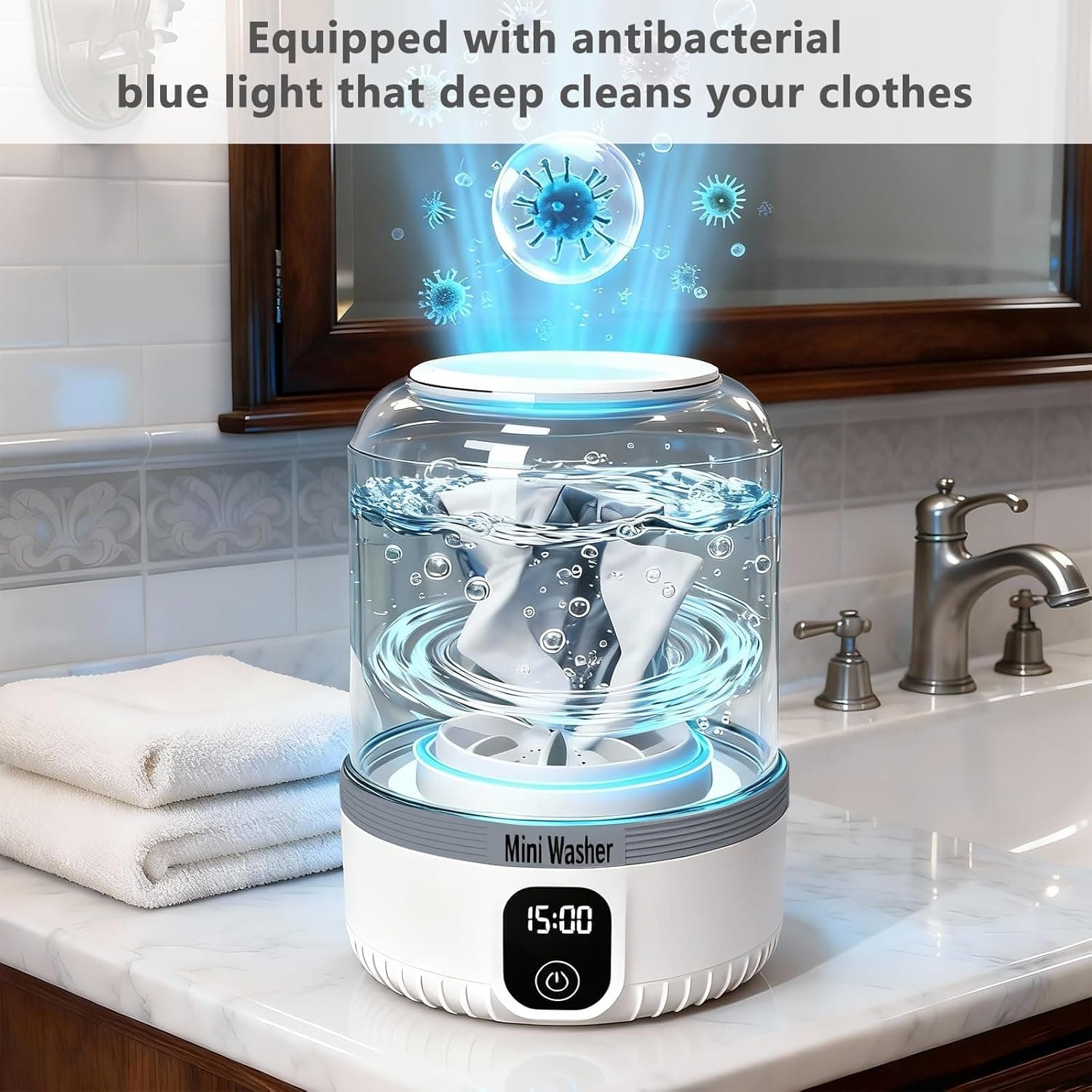 Underwear Washing Machine,Upgrade Mini Washer Deeply Cleans Small Laundry Items, Socks, Underwear, Baby Clothes,Portable Washing Machine is Suitable for, Apartments, Hotels, Travel, And Camping White - Image 4