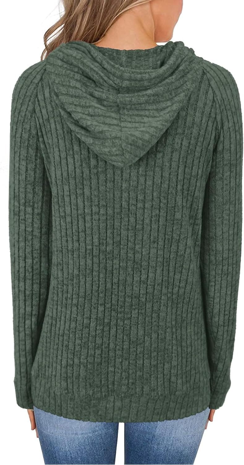 JomeDesign Sweaters for Women Long Sleeve Shirts Fashion Hoodies Pullover Sweatshirts Loose Casual Fall Tops Large Green - Image 3