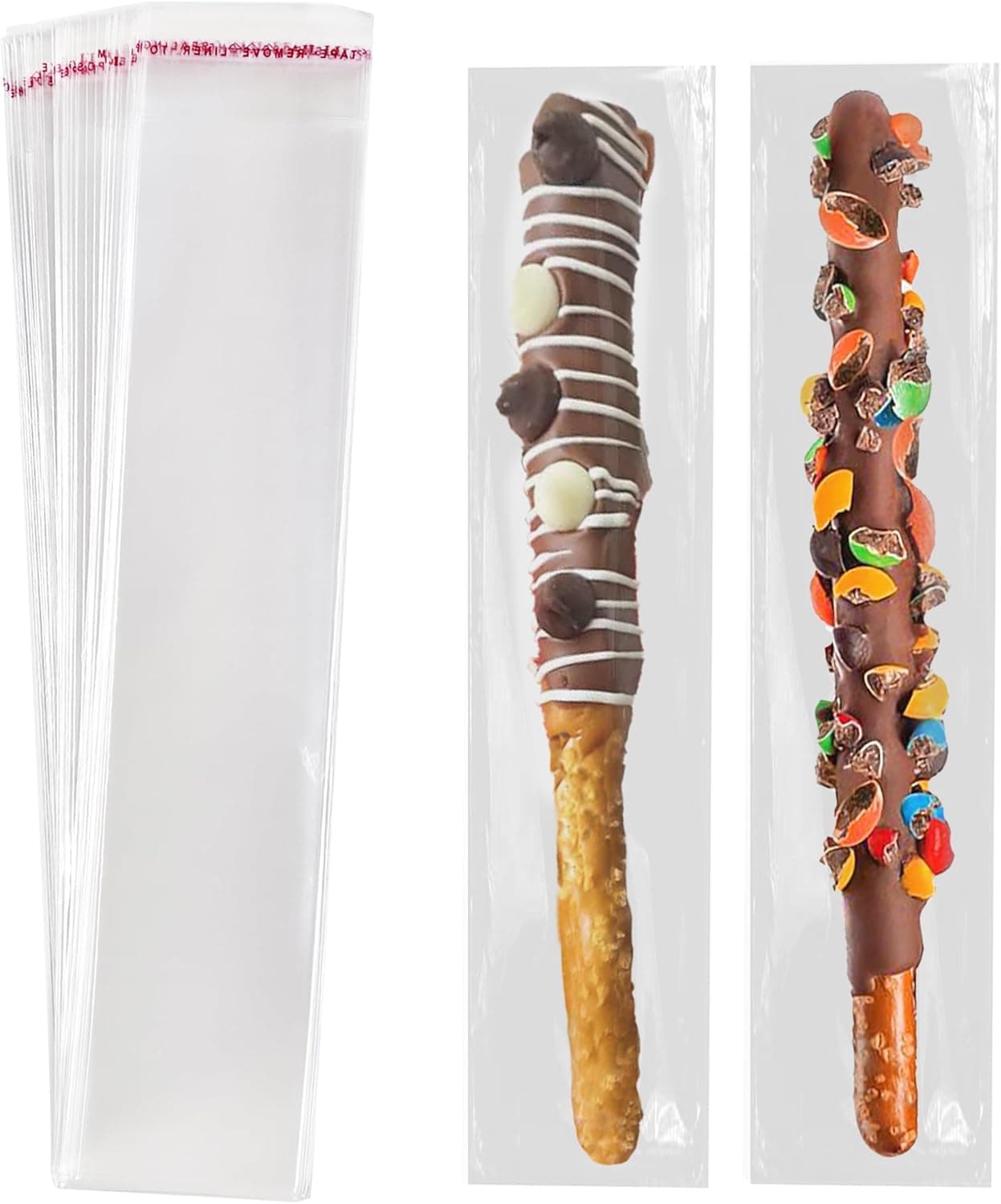 100 Pcs Self Sealing Cellophane Bags: 2x10 Inches Clear Pretzel Rod Resealable Pretzels Individual Bags for Packaging ICY Candy Treat Popsicle Cookies - Image 2